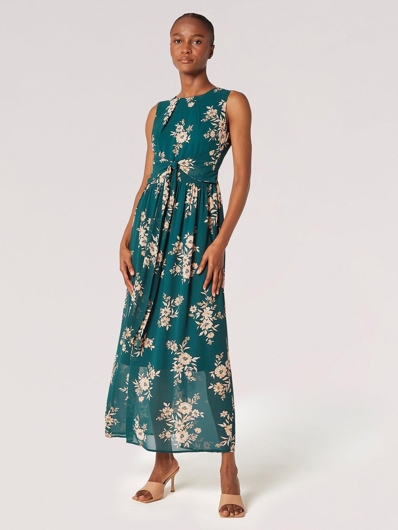 apricot-chiffon-sleeveless-large-floral-print-maxi-dress-green