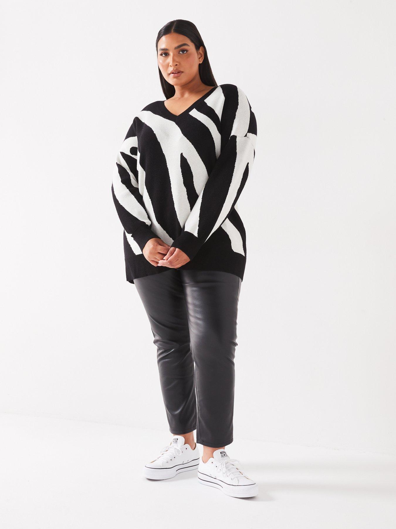 vero-moda-curve-v-neck-long-sleeve-zebra-pullover-multiback