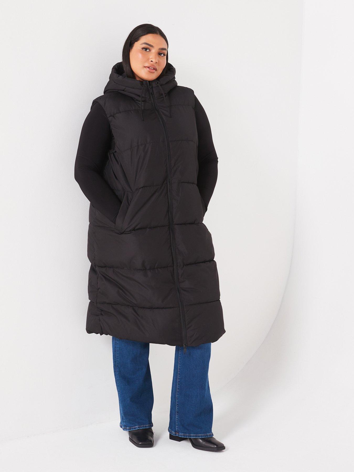 vero-moda-curve-padded-long-line-gilet-black