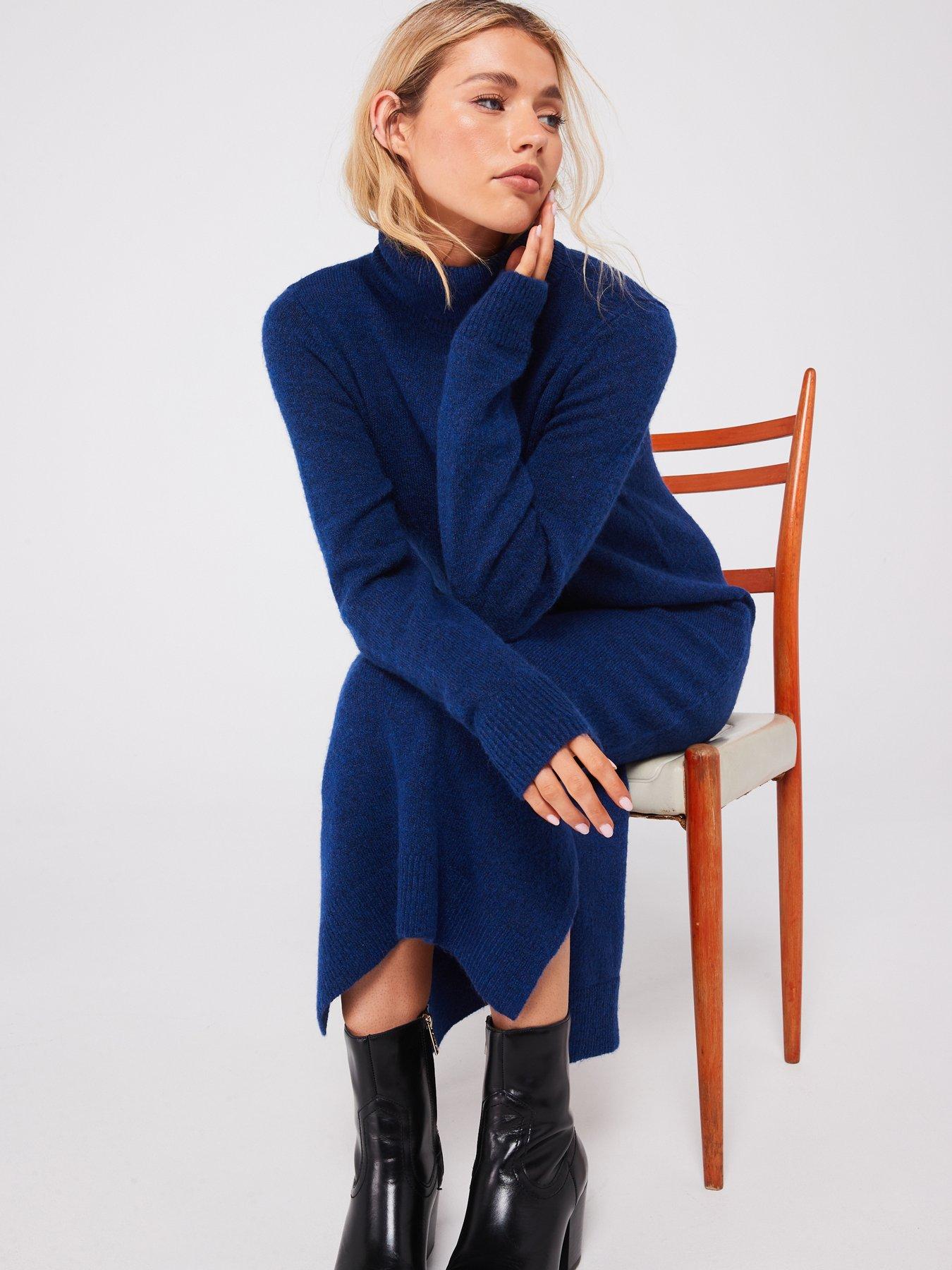 pieces-roll-neck-knitted-midi-dress-blueoutfit