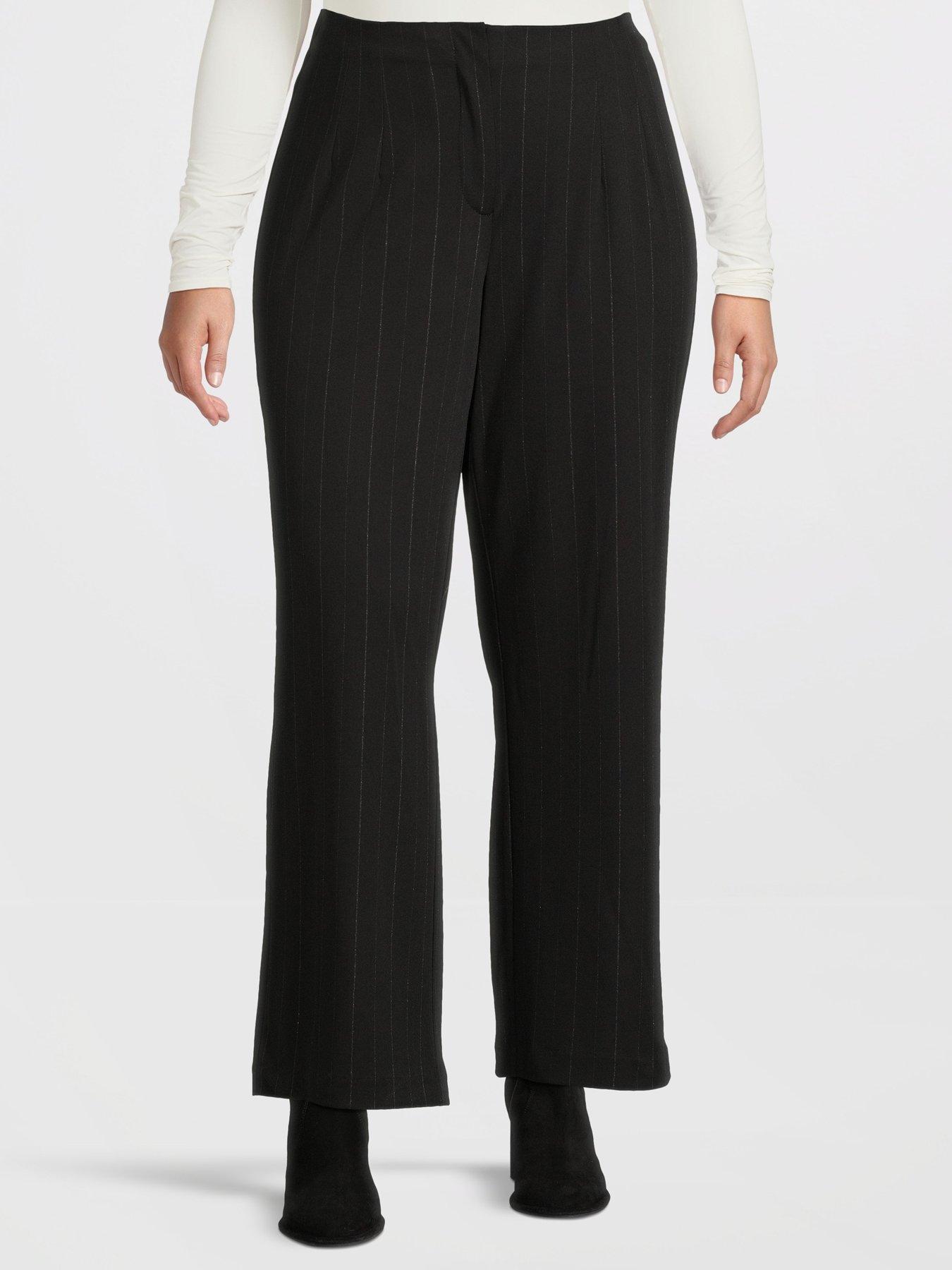 Vero Moda Curve High Waist Stripe Pant - Black