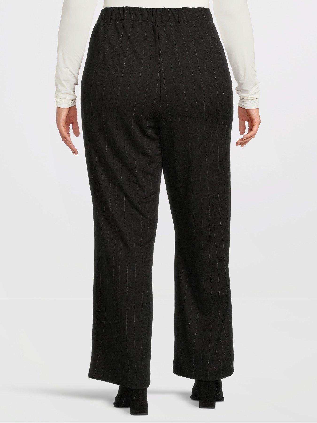 Image 2 of 5 of Vero Moda Curve High Waist Stripe Pant - Black