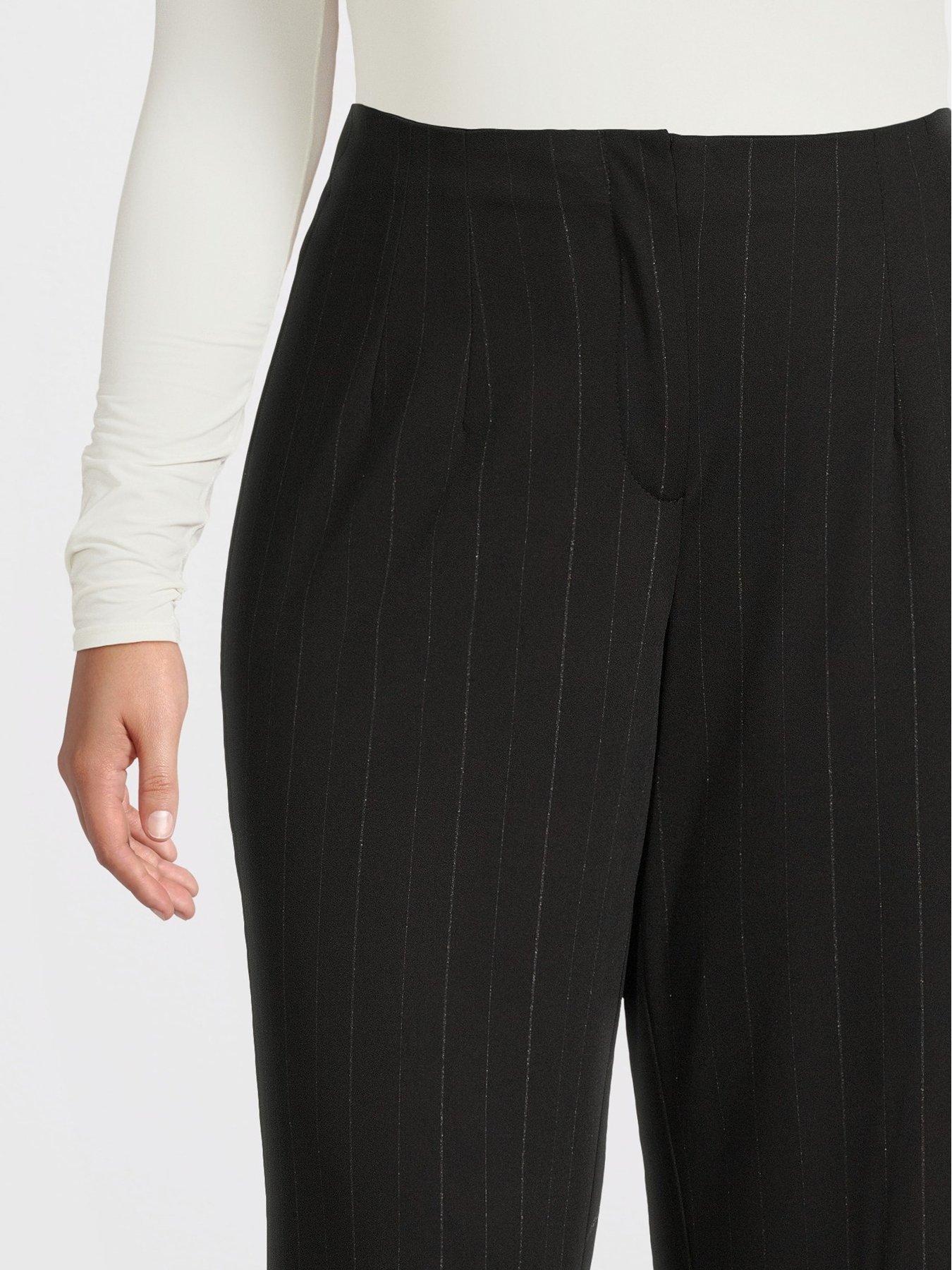 Image 4 of 5 of Vero Moda Curve High Waist Stripe Pant - Black