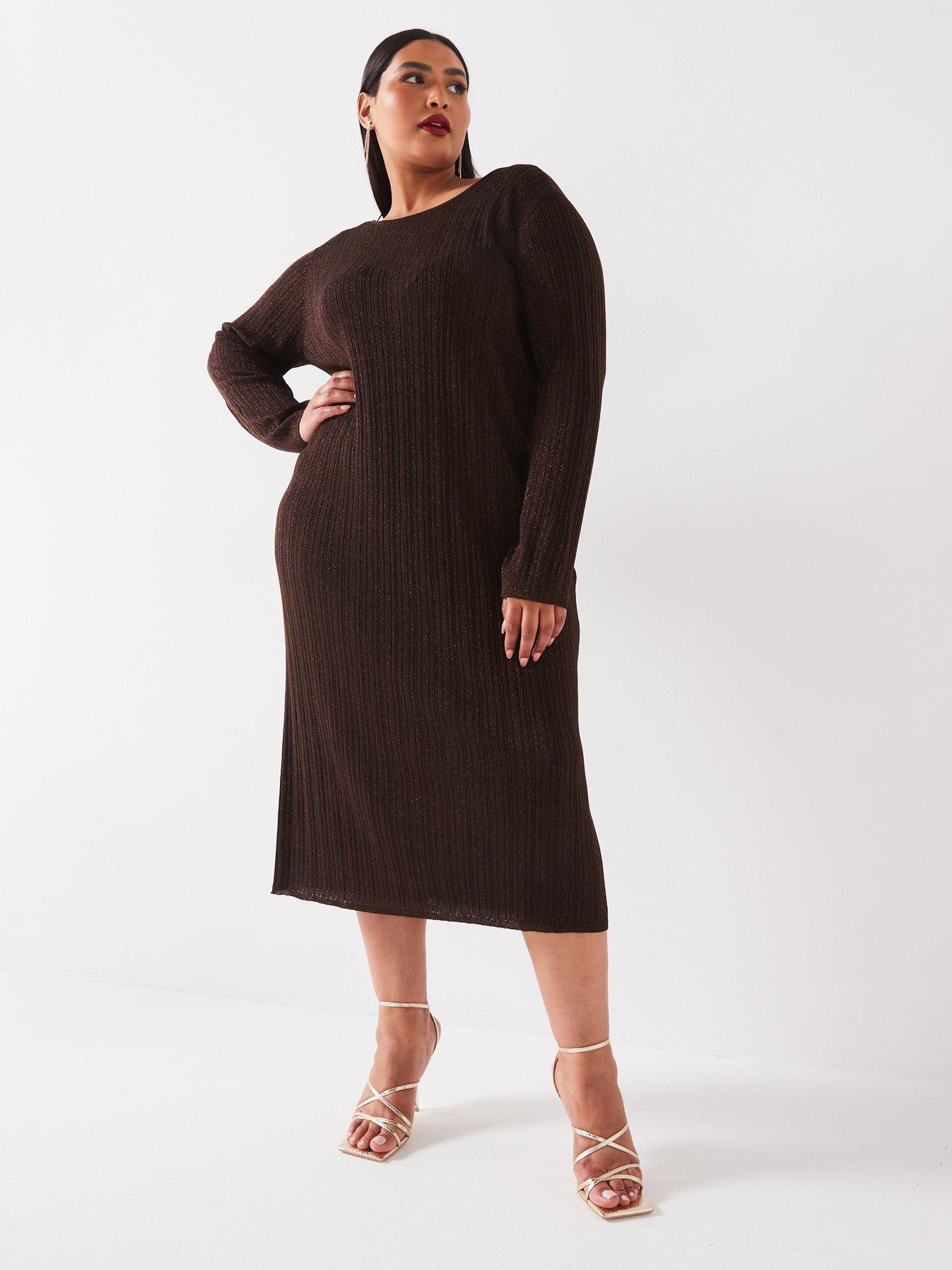 vero-moda-curve-curve-long-sleeve-midi-dress-brownback