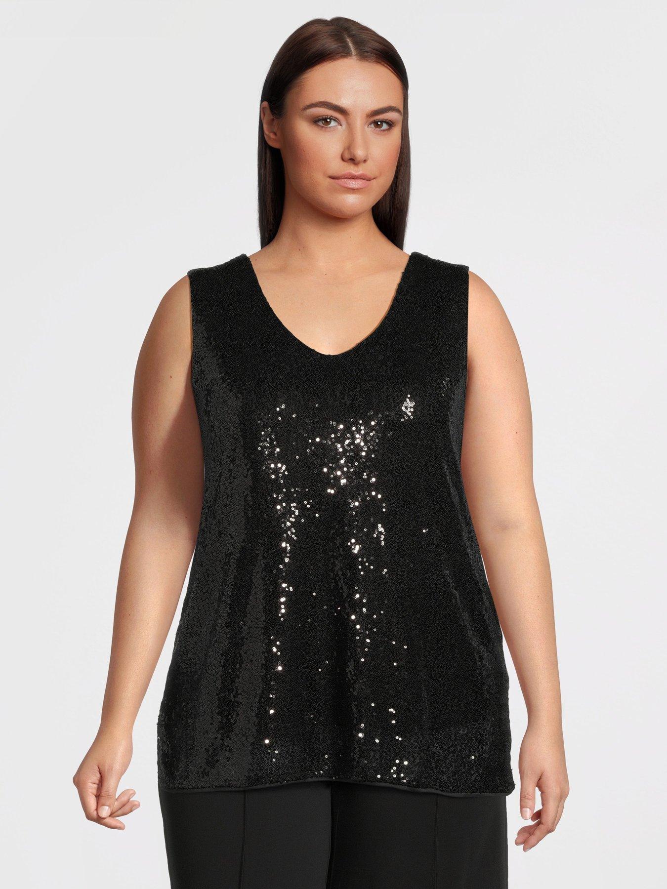 vero-moda-curve-sequin-v-neck-vest-top-black