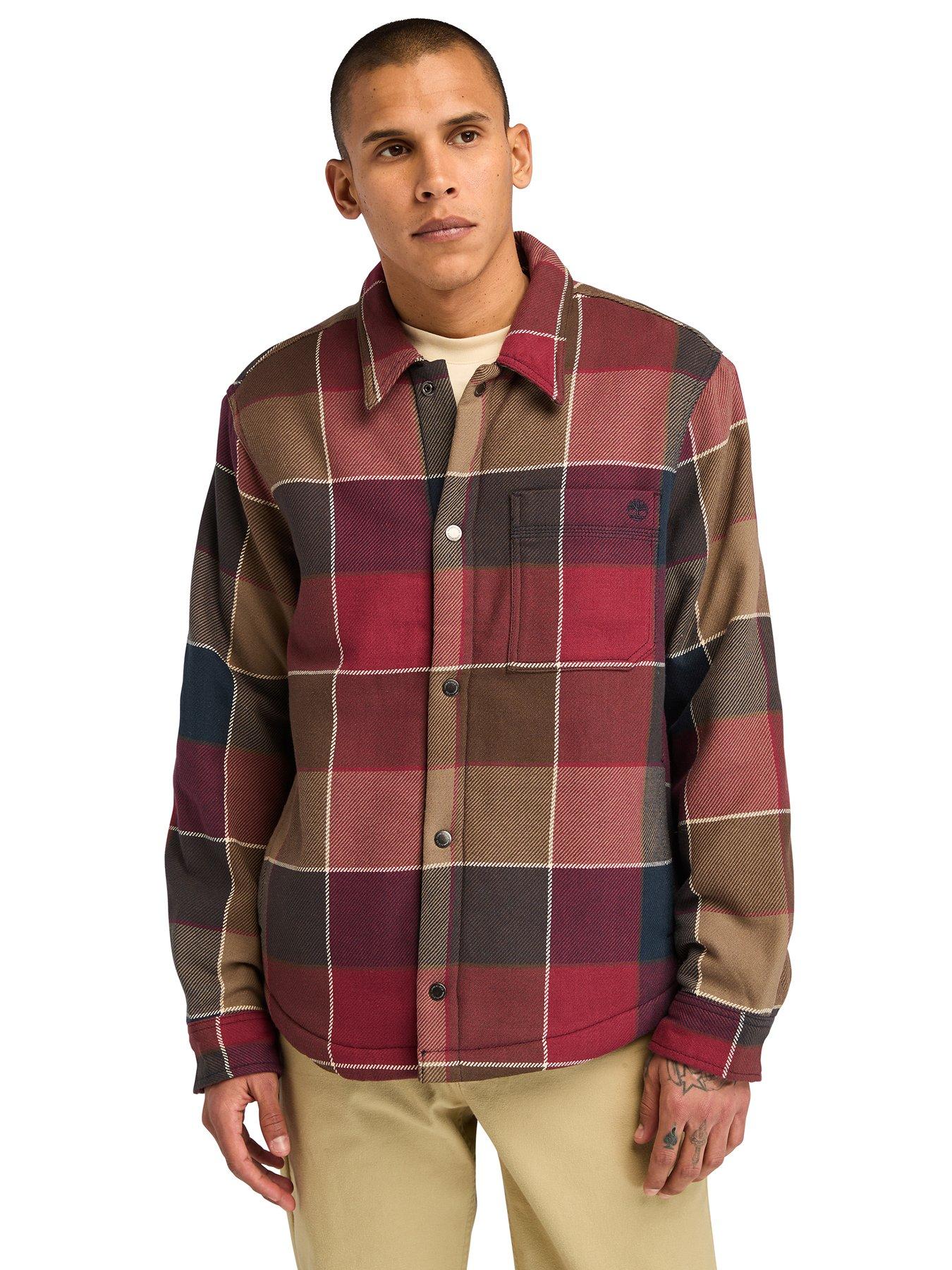 timberland-long-sleeve-sherpa-lined-plaid-overshirt-red