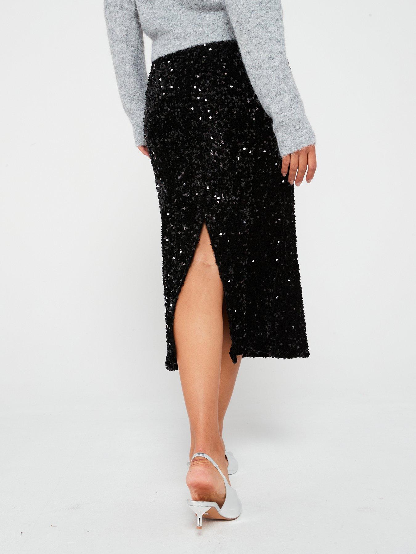 vila-sequin-high-waist-midi-skirt-blackstillFront