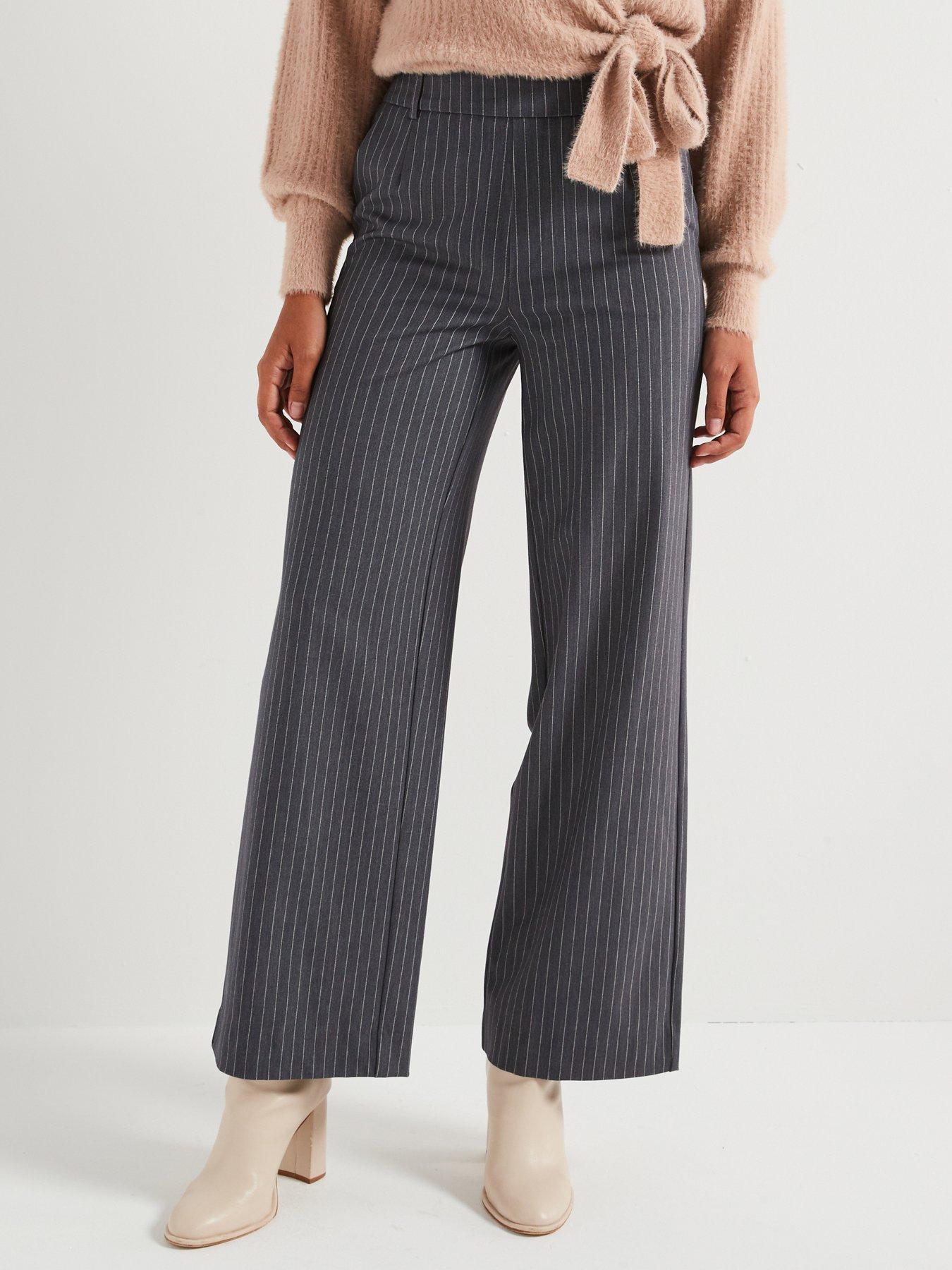 vila-pin-stripe-high-waist-wide-leg-pant-grey