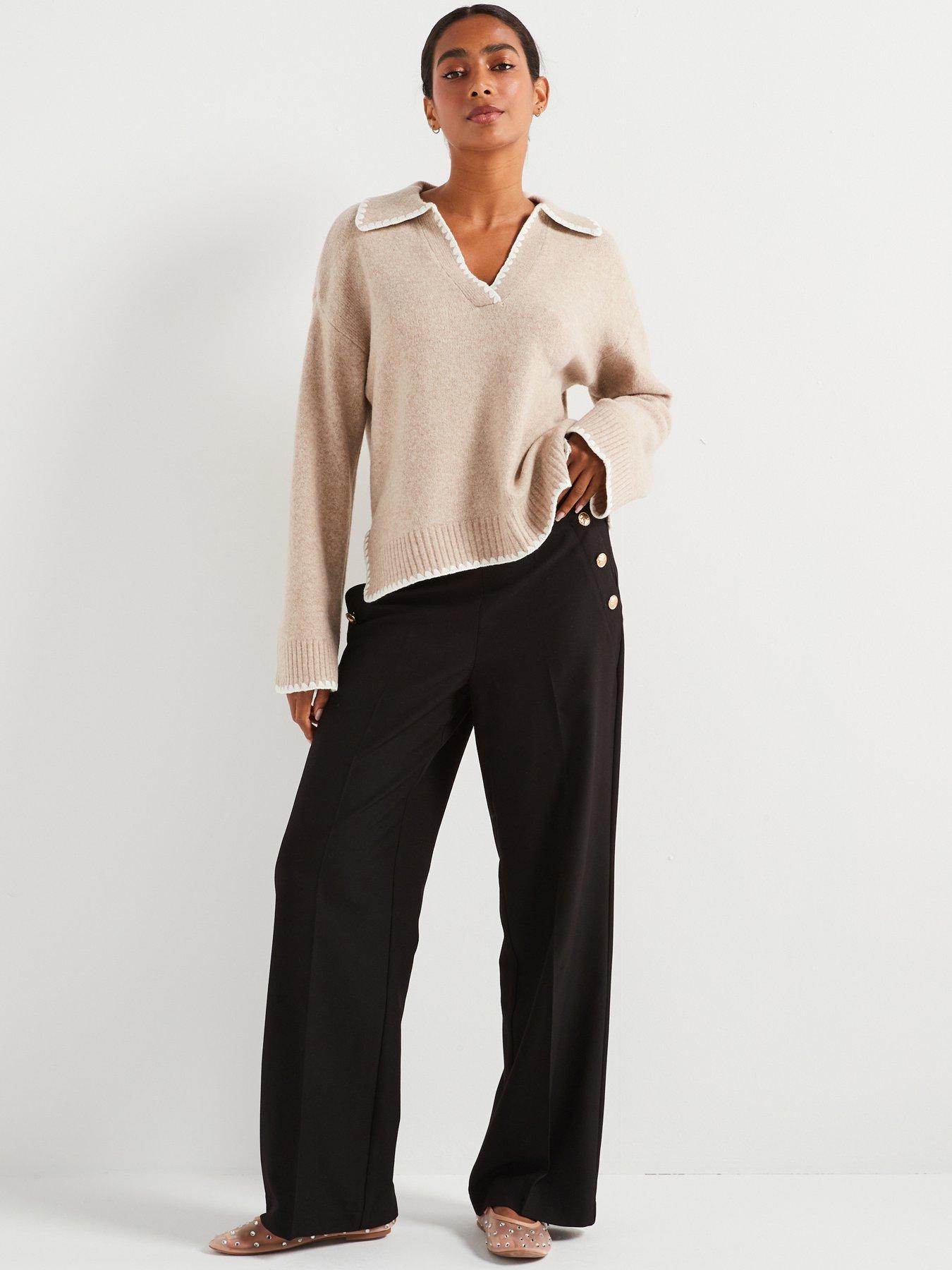 vila-button-detail-high-waist-trousers-black