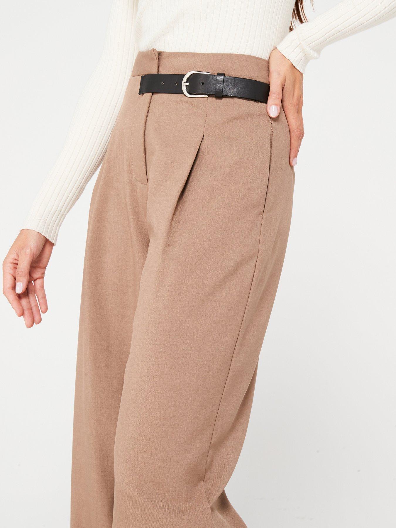 vila-paperbag-high-waist-wide-leg-pant-brownoutfit