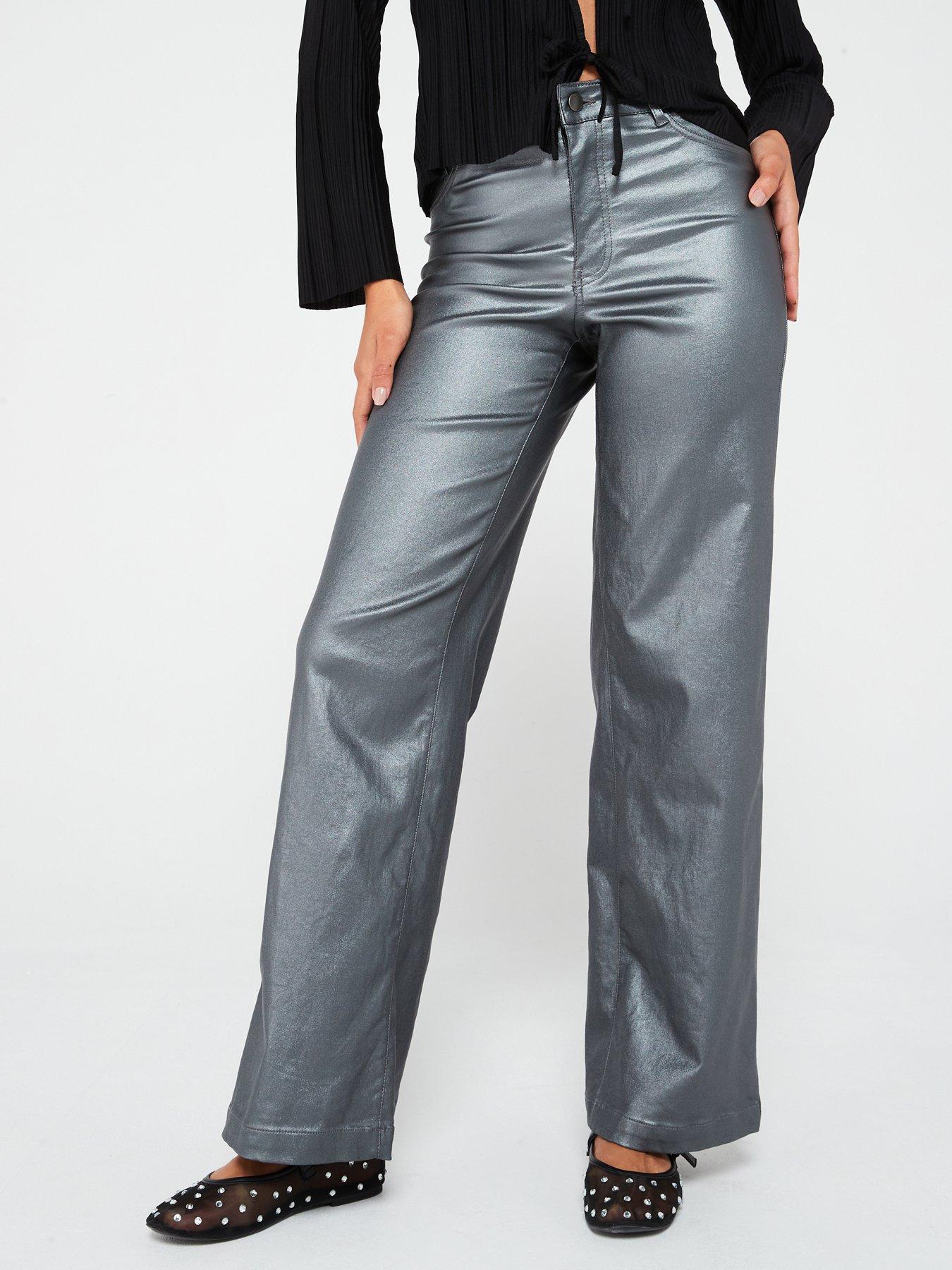 jdy-high-waist-wide-leg-coated-trouser-grey