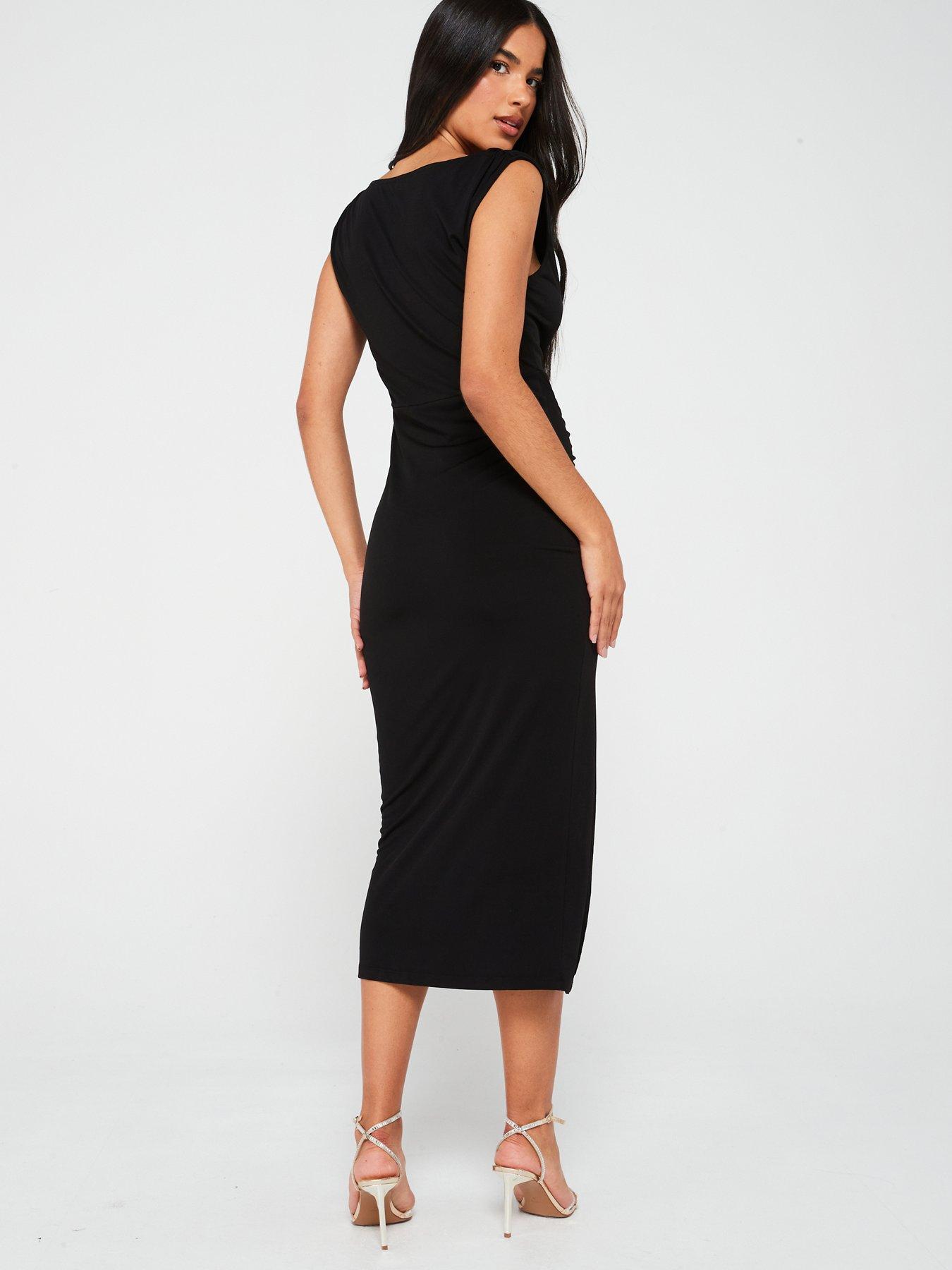 jdy-drape-short-sleeve-midi-dress-blackstillFront