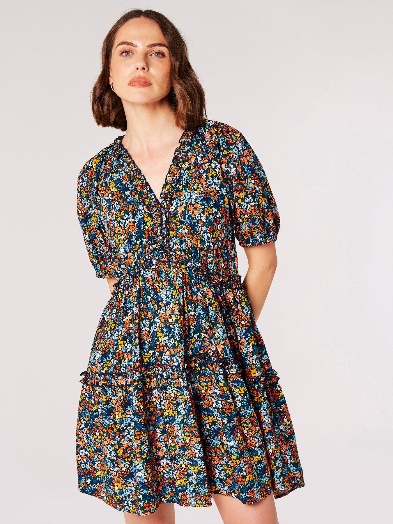 apricot-tiered-woven-midi-dress-with-large-floral-print-navy