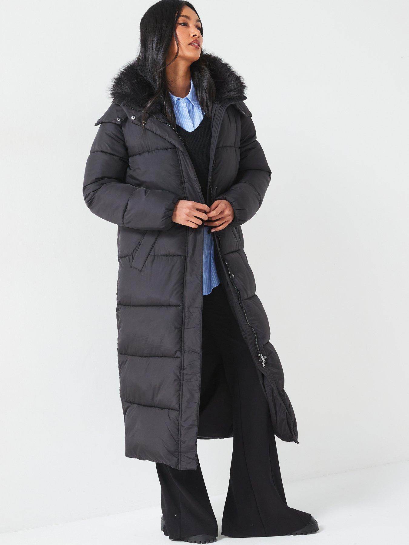 v-by-very-longline-padded-hooded-coat-with-faux-fur-trim-collar-blackdetail