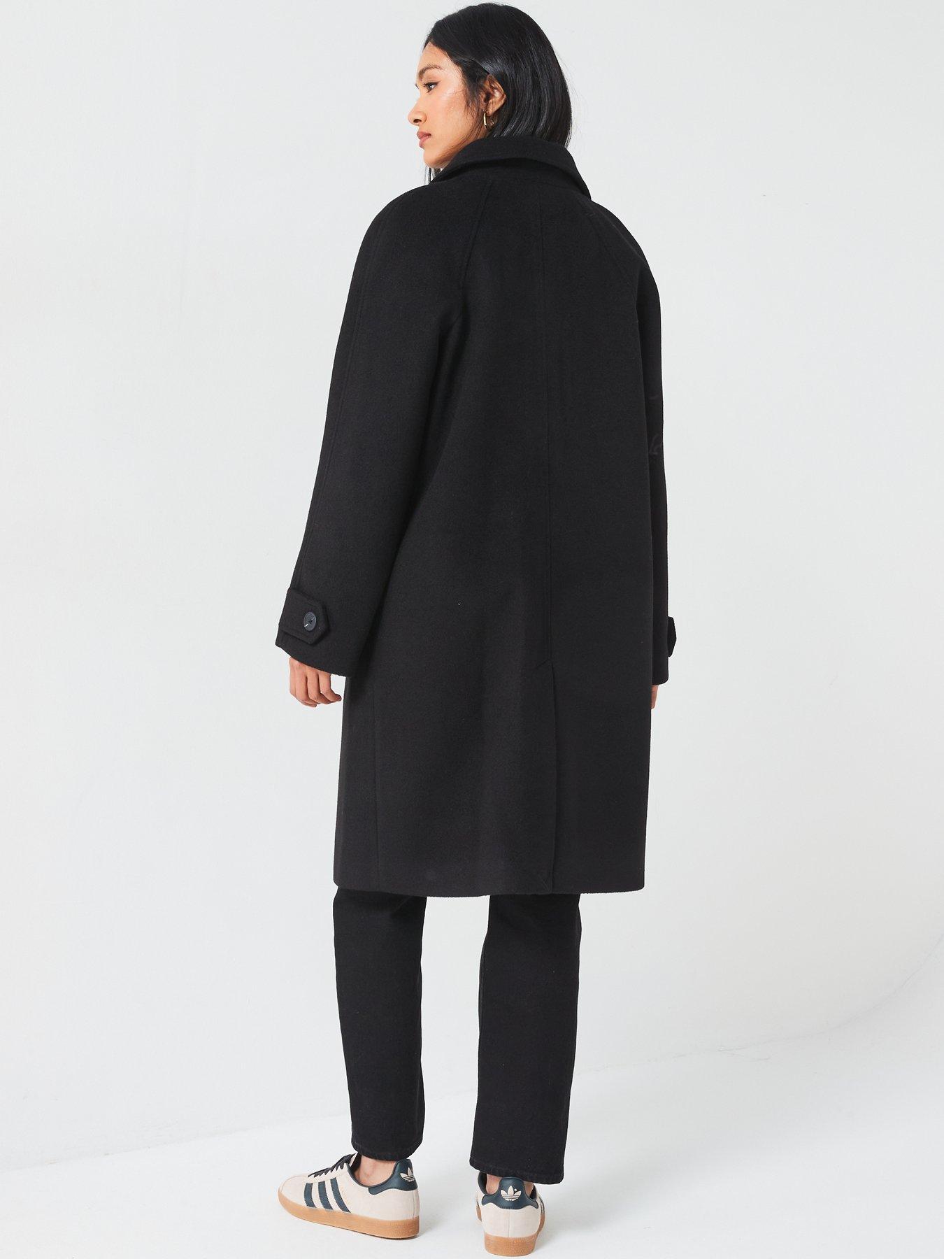 Image 2 of 6 of V by Very Faux Wool Trench Coat - Black
