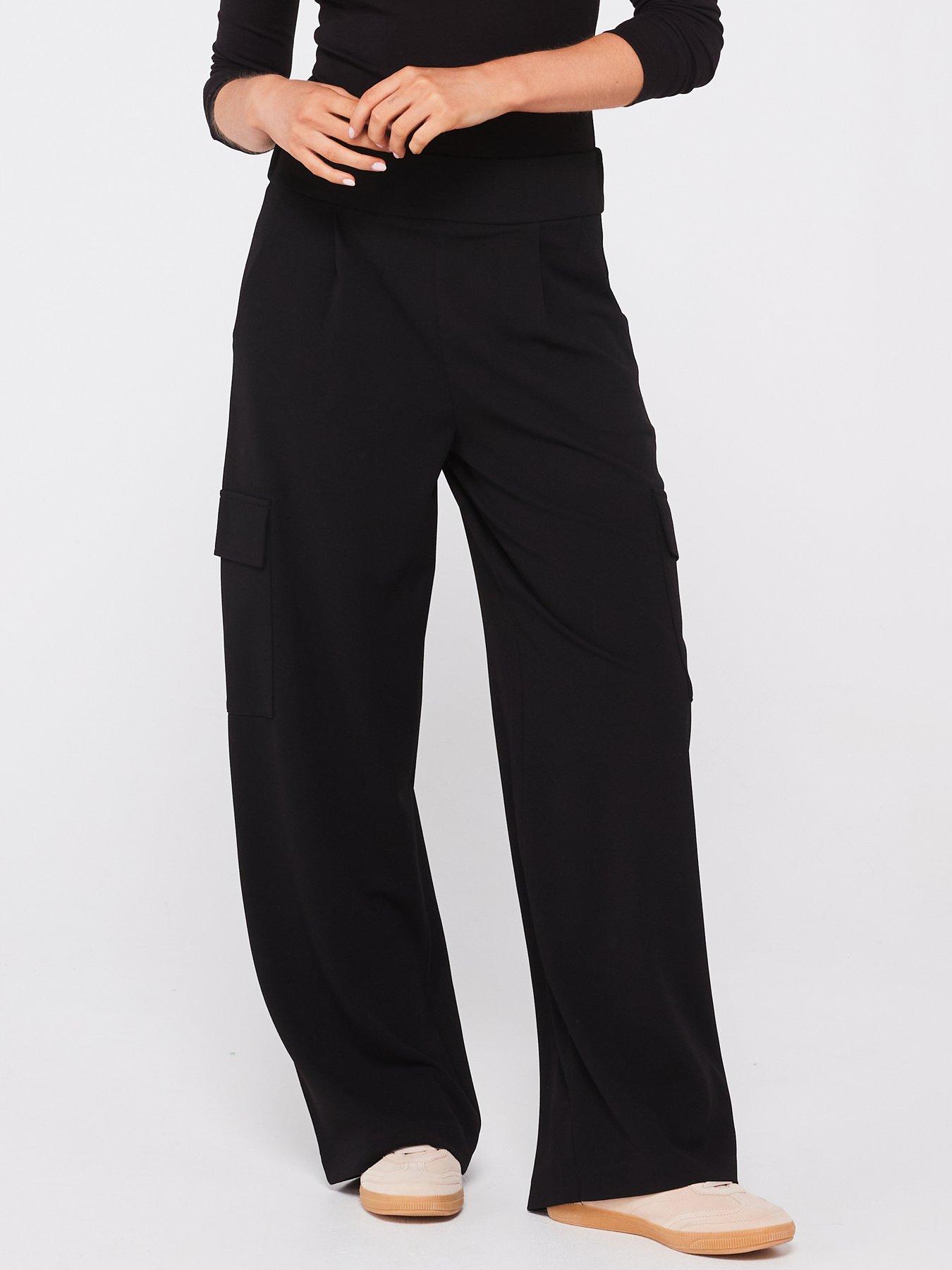 jdy-tailored-cargo-trousers-blackfront