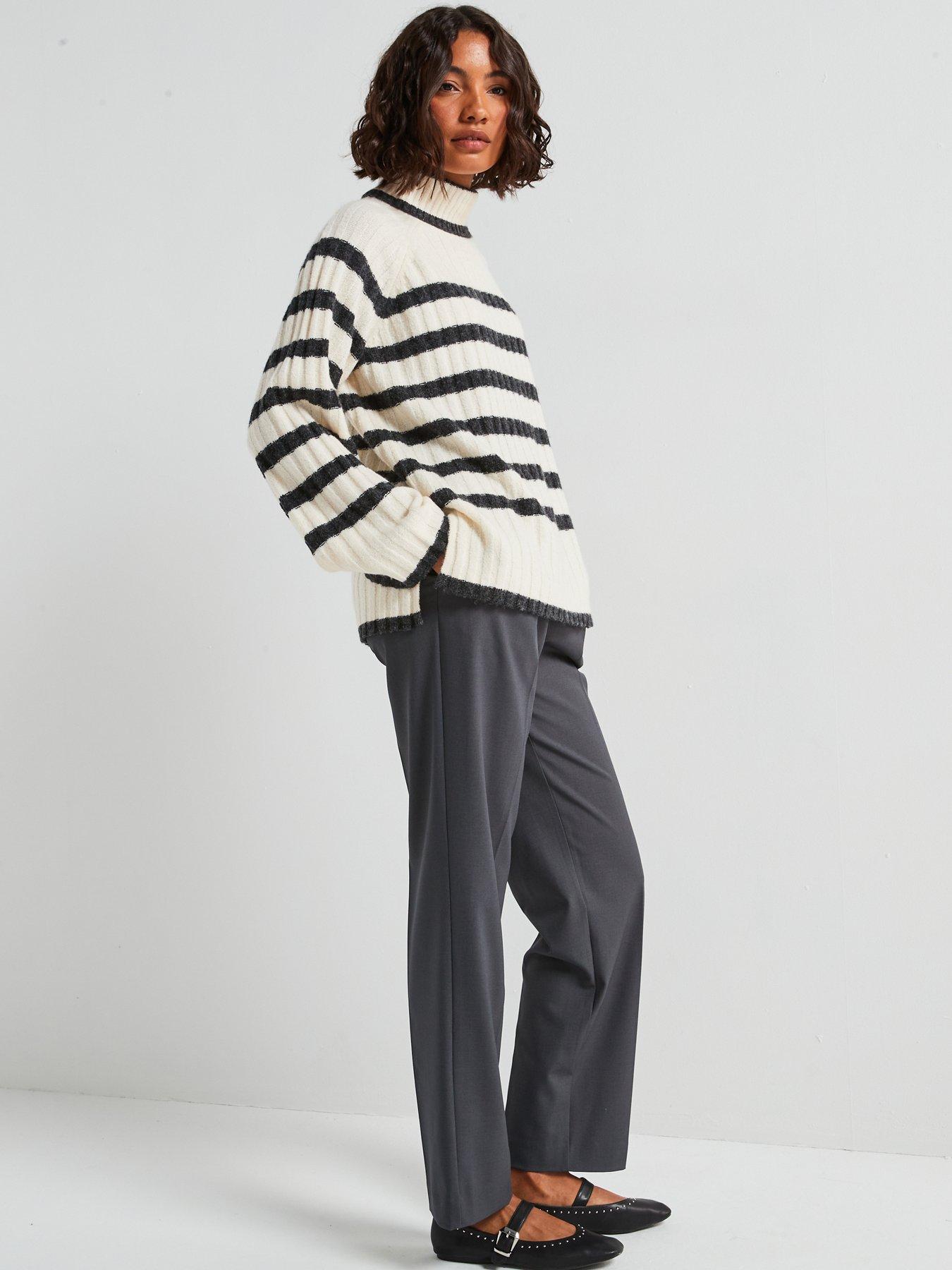 Image 6 of 6 of JDY High Neck Stripe Jumper - Beige