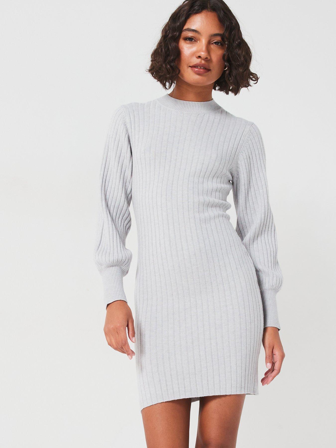 jdy-volumne-sleeve-knitted-mini-dress-greydetail