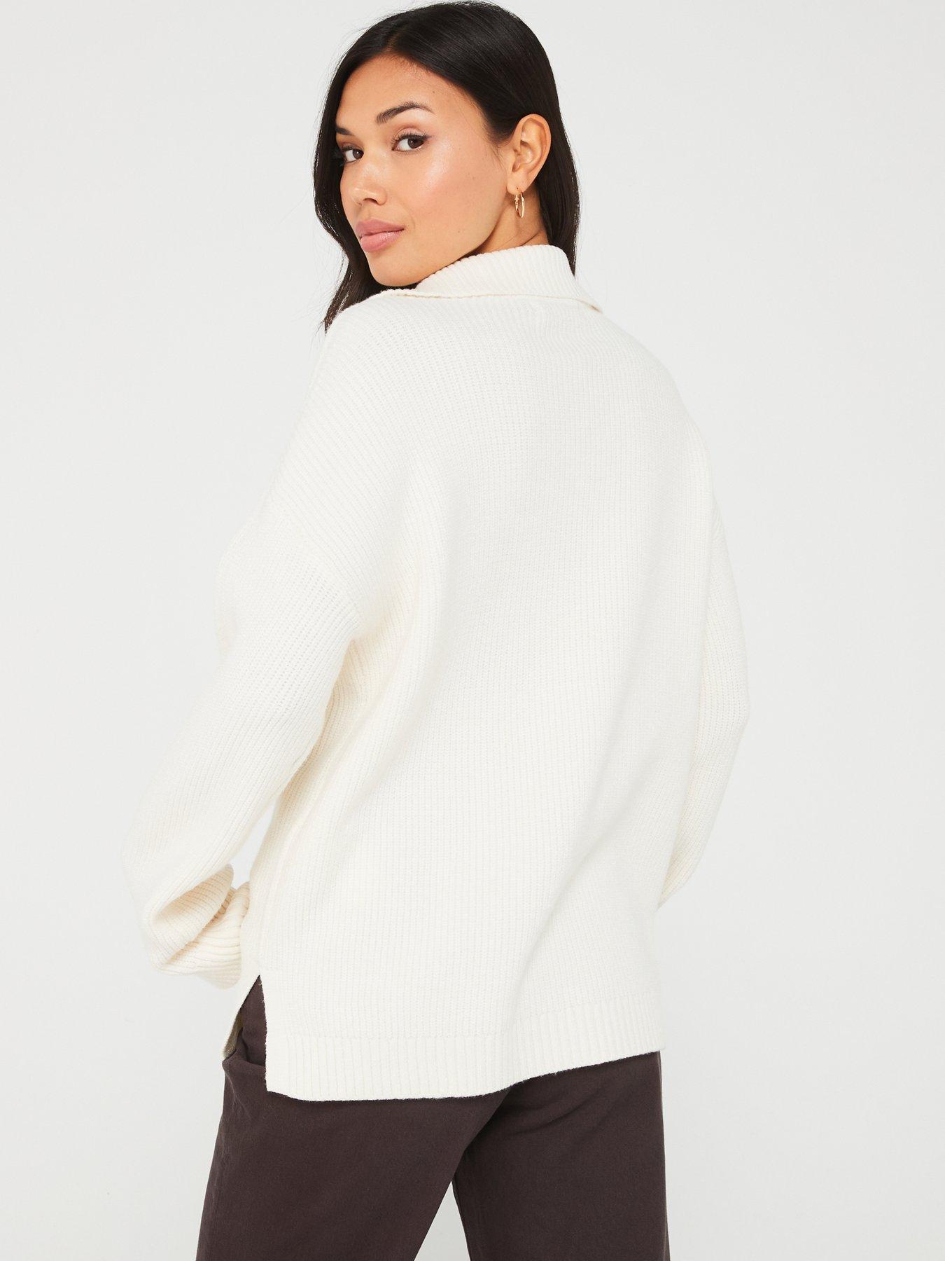 vero-moda-long-sleeve-v-neck-collared-pullover-creamstillFront