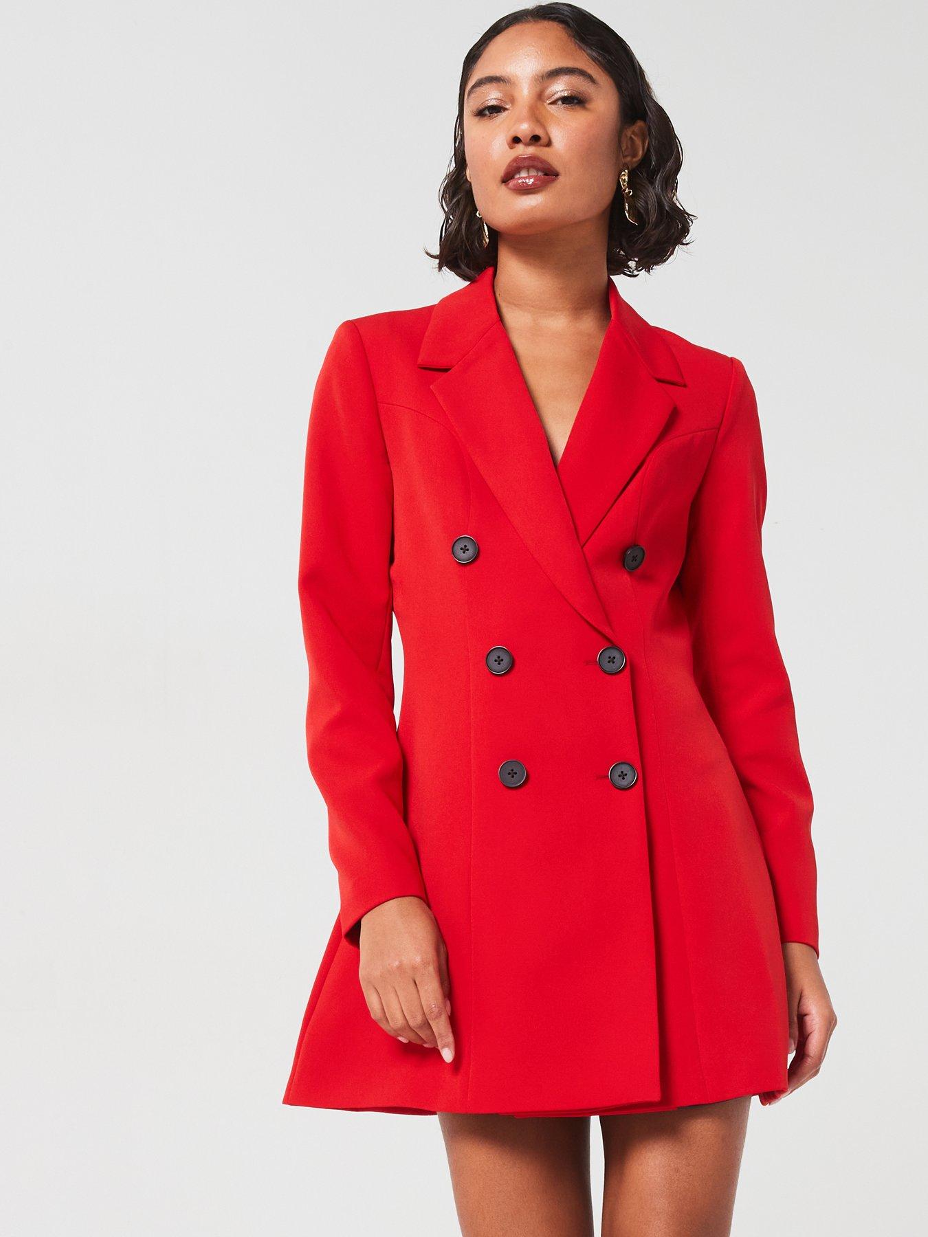 vero-moda-fitted-long-sleeve-blazer-dress-red