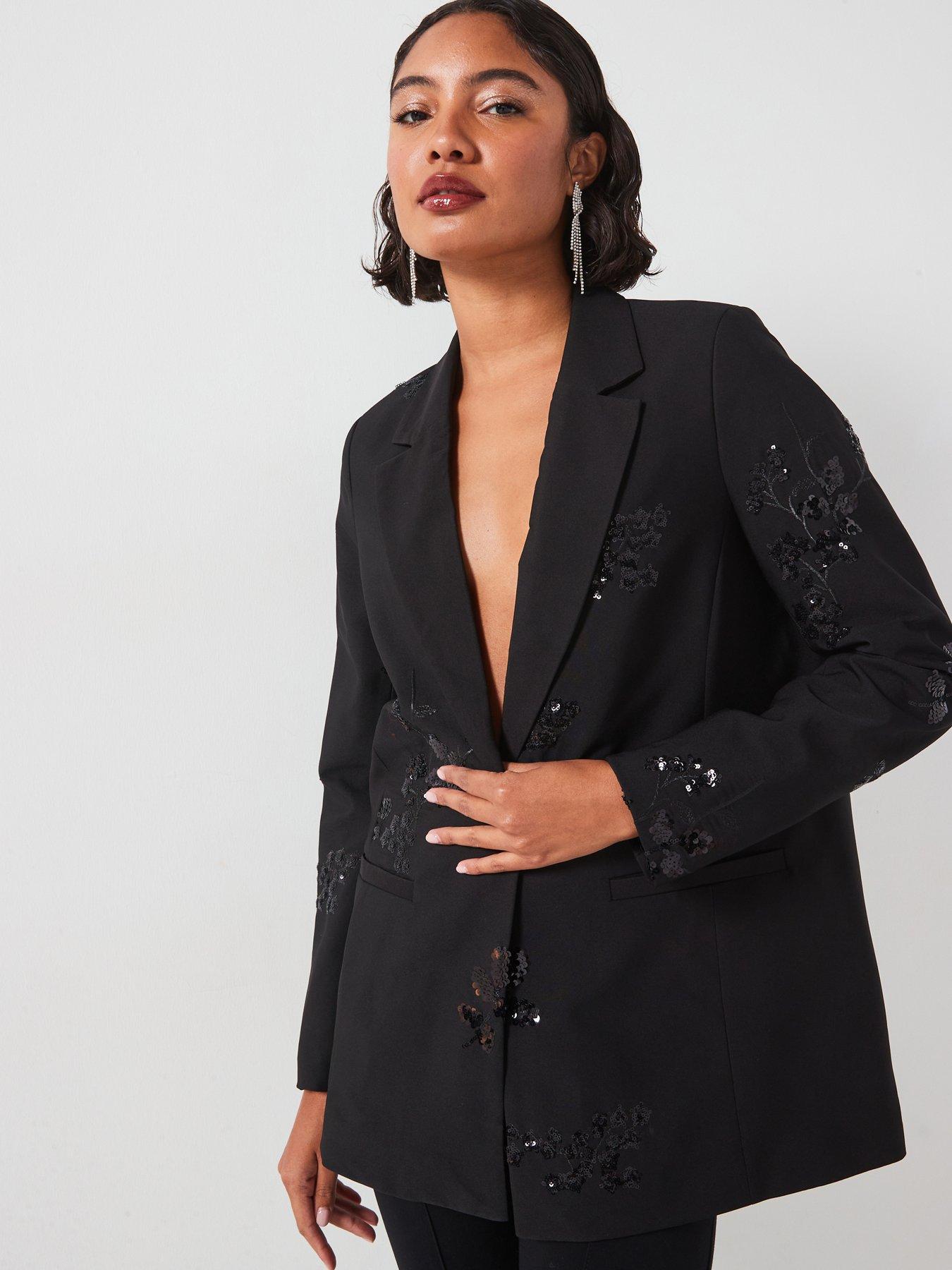 vero-moda-sequin-embellished-loose-blazer-black