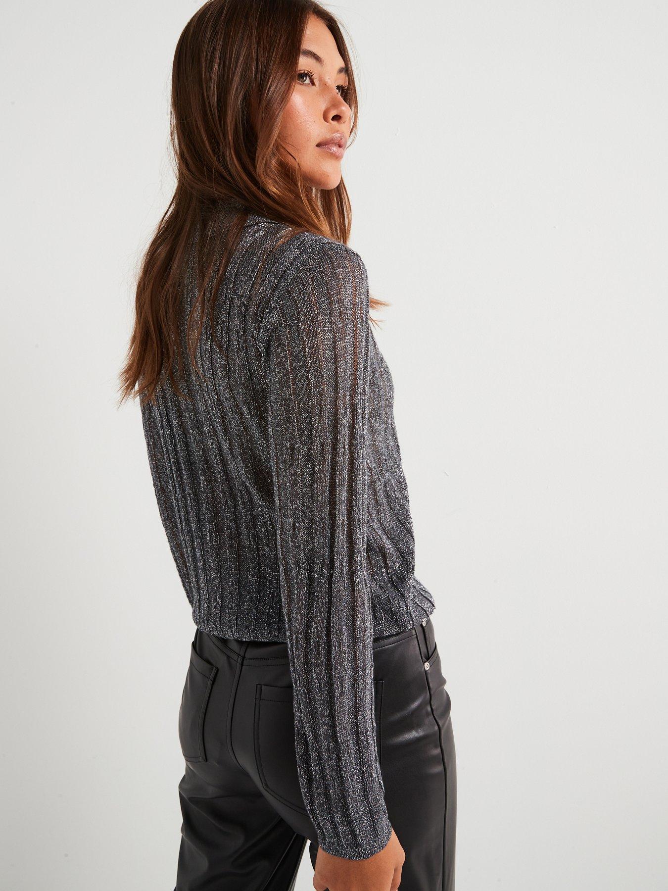 vero-moda-long-sleeve-short-polo-neck-cardigan-greystillFront