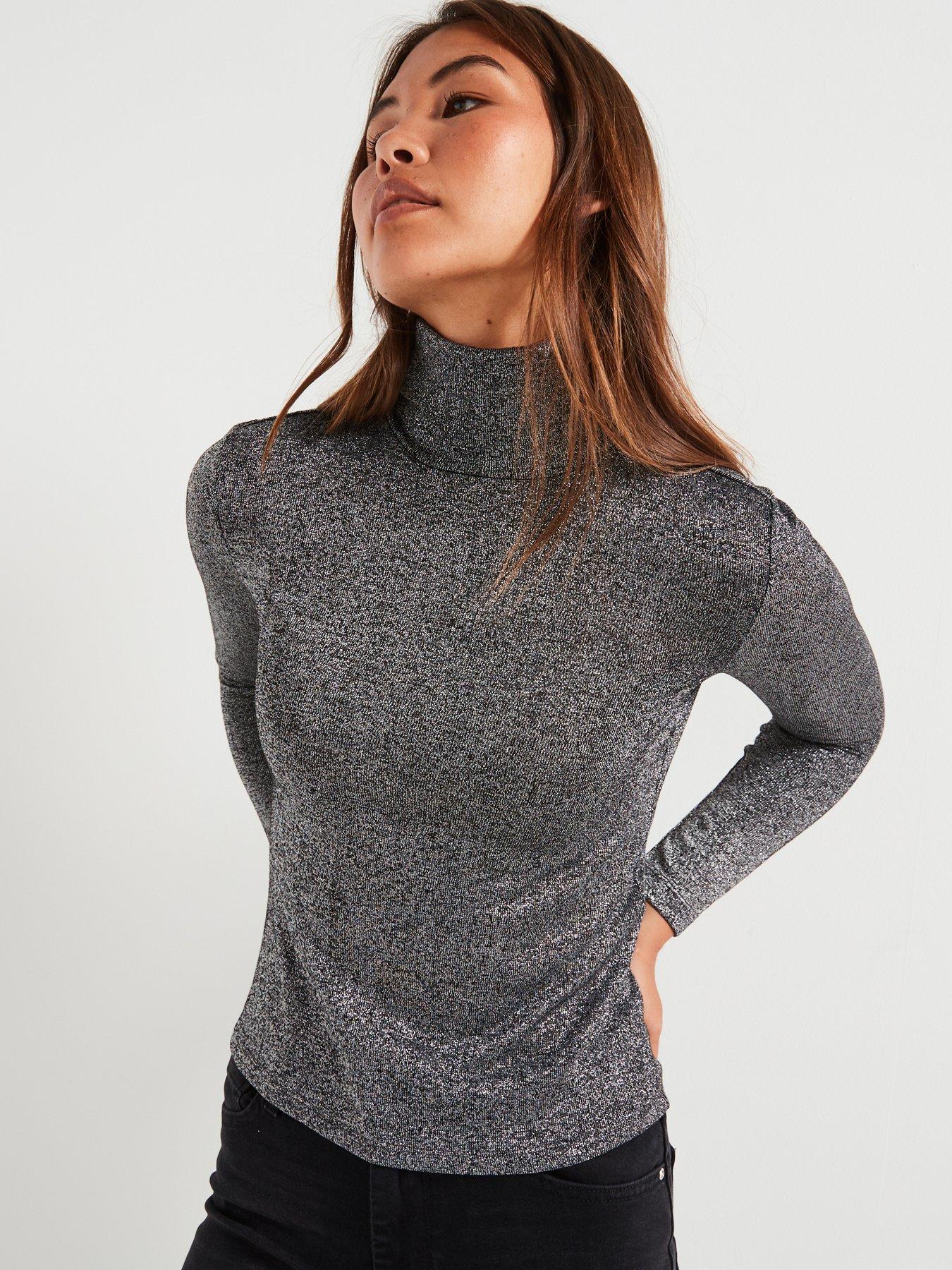 vero-moda-roll-neck-long-sleeve-top-silver