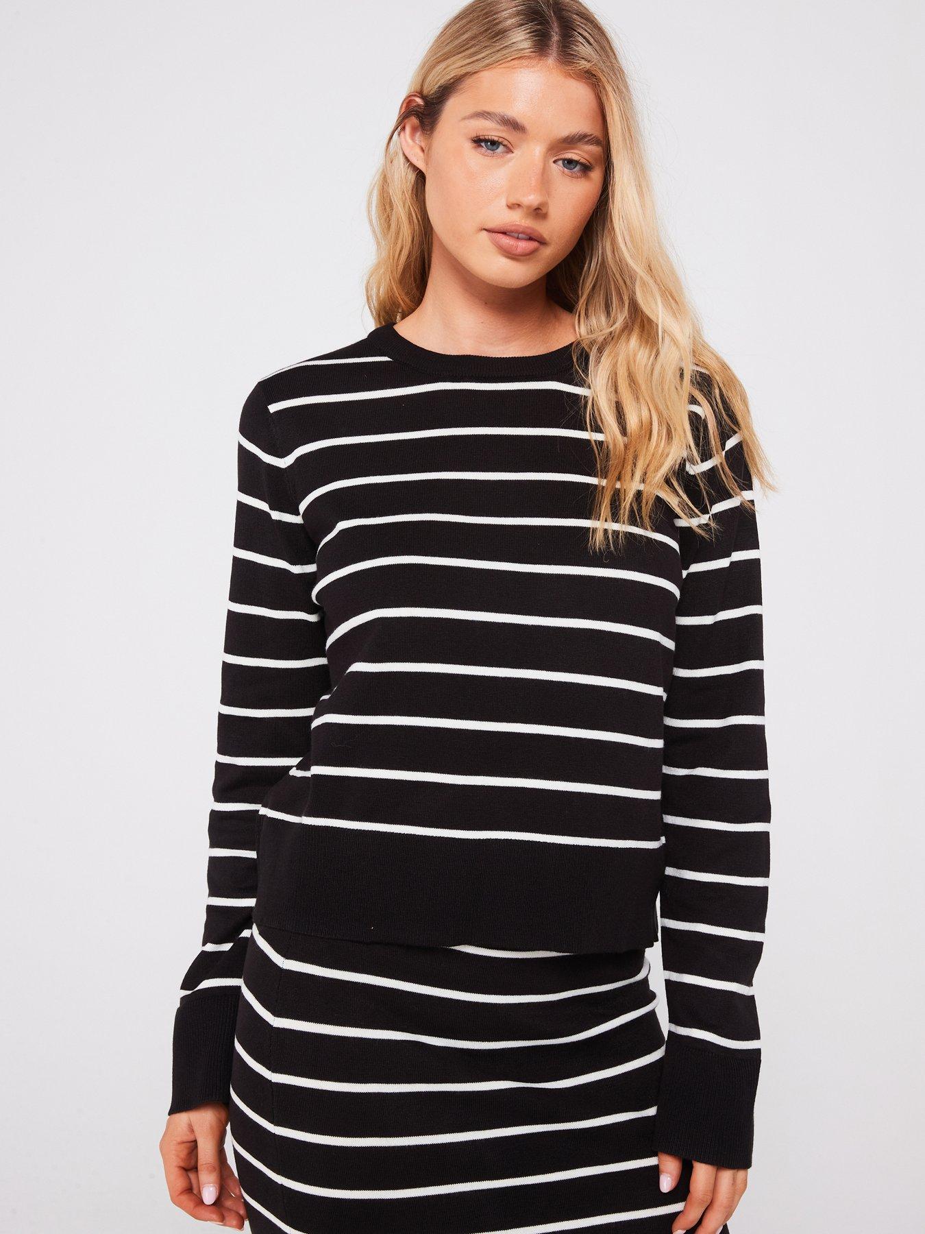 pieces-round-neck-knitted-jumper-blackwhite