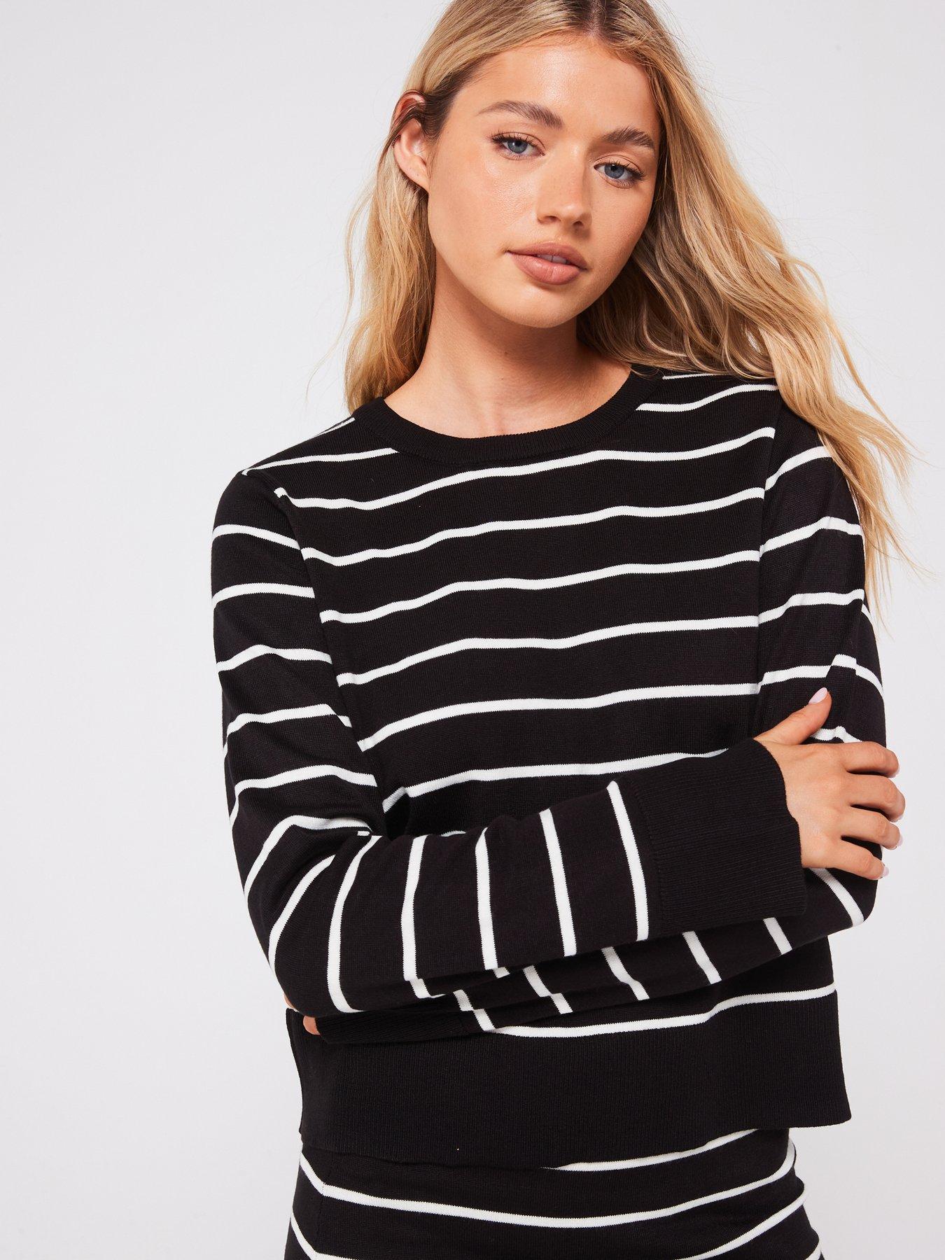 pieces-round-neck-knitted-jumper-blackwhitedetail