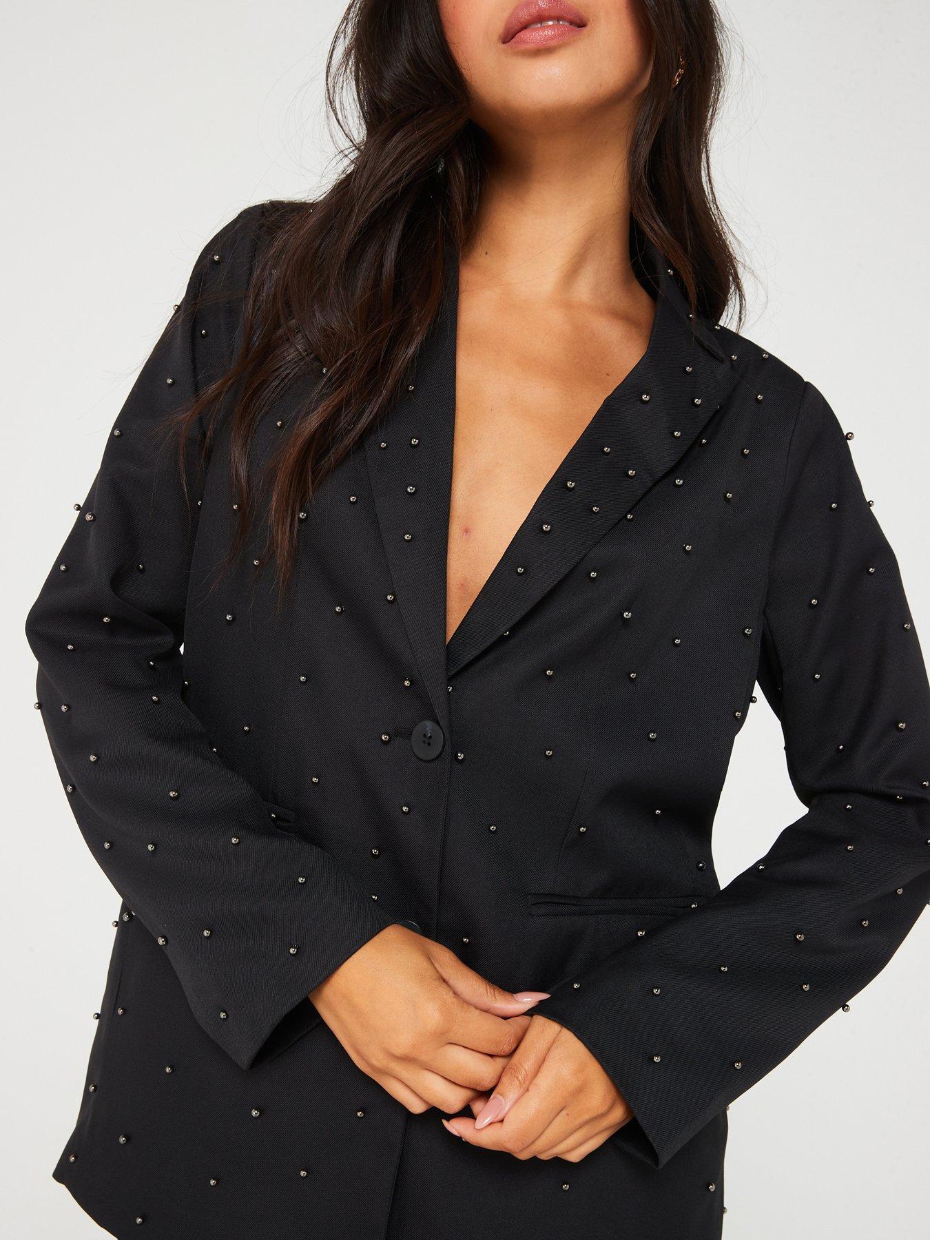 pieces-long-sleeve-pearl-embellished-blazer-blackoutfit