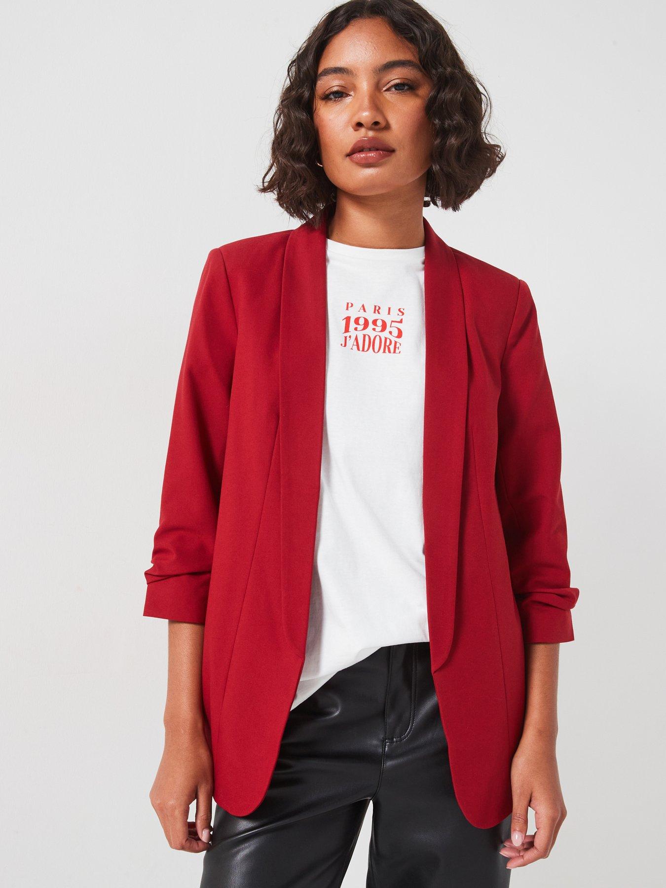 pieces-bosella-34-sleeve-blazer-red