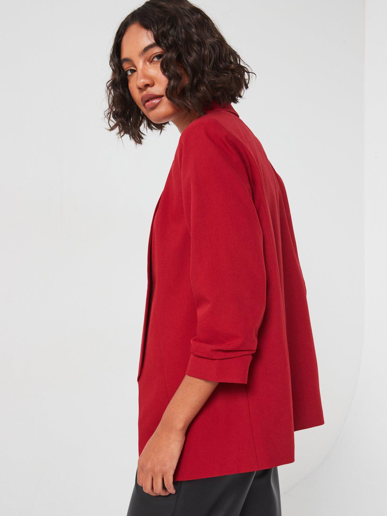 pieces-bosella-34-sleeve-blazer-redstillFront