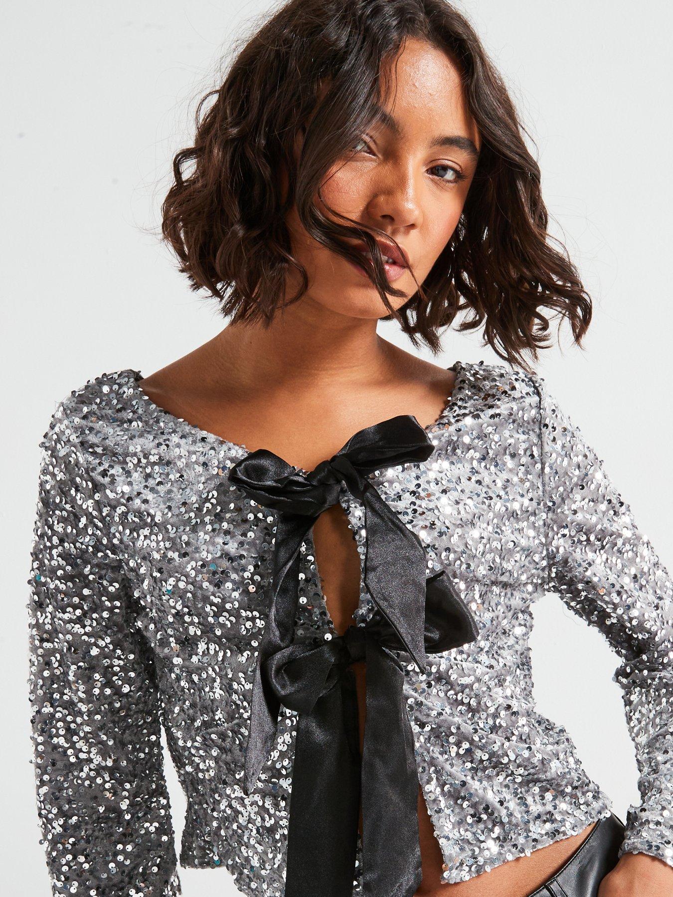 jdy-sequin-long-sleeve-bow-detail-top-silveroutfit