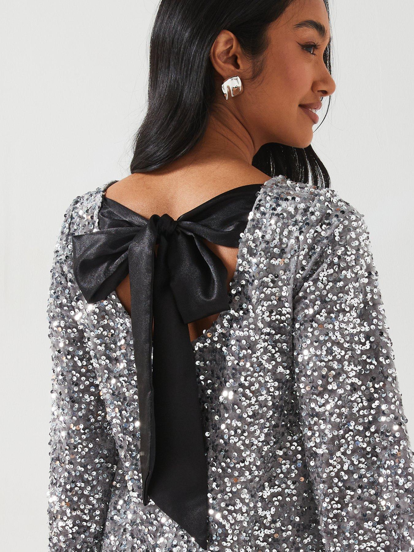 jdy-sequin-long-sleeve-bow-detail-mini-dress-silveroutfit