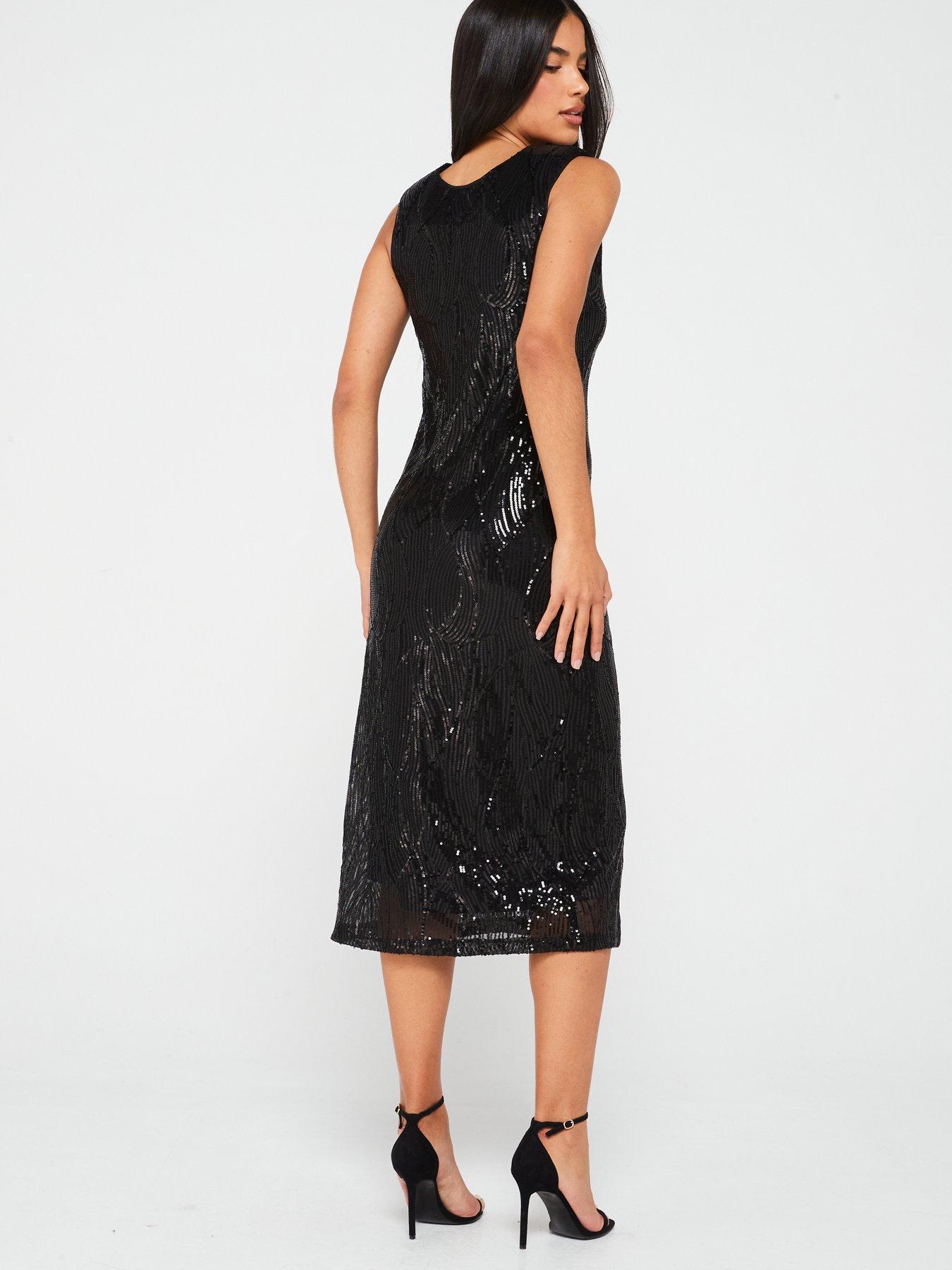 jdy-sequin-sheer-short-sleeve-midi-dress-blackstillFront