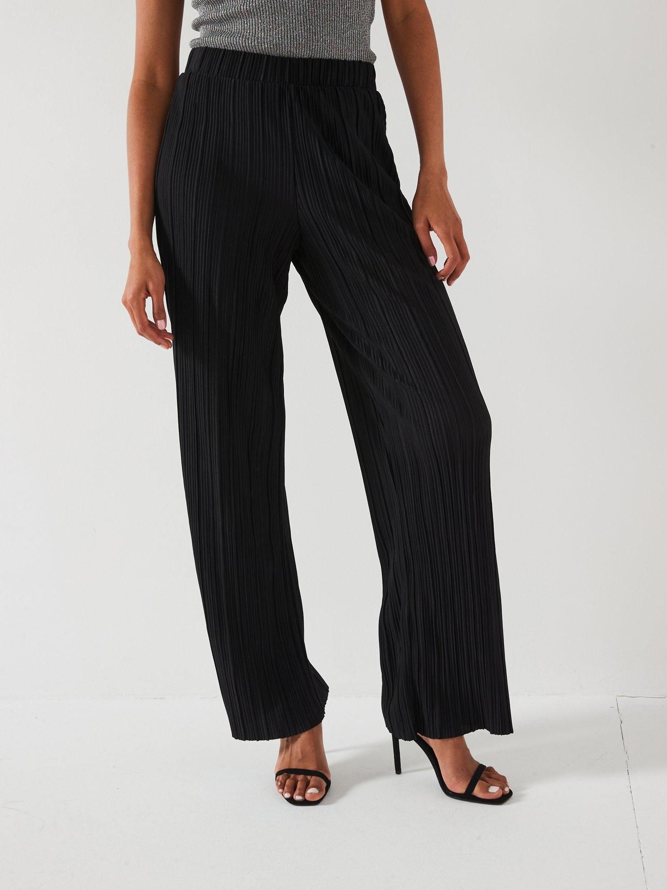 jdy-bravo-pleated-jersey-pants-black