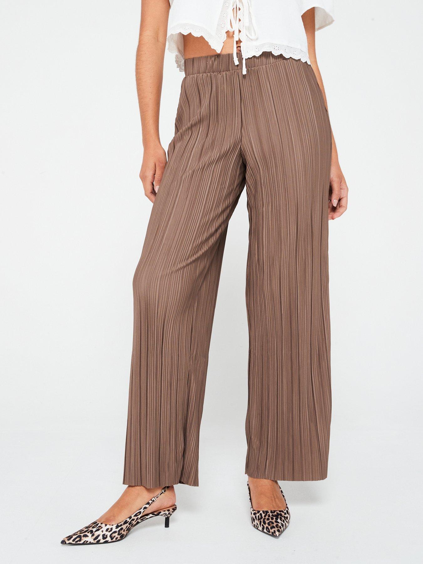 jdy-bravo-pleat-jersey-pant---brown