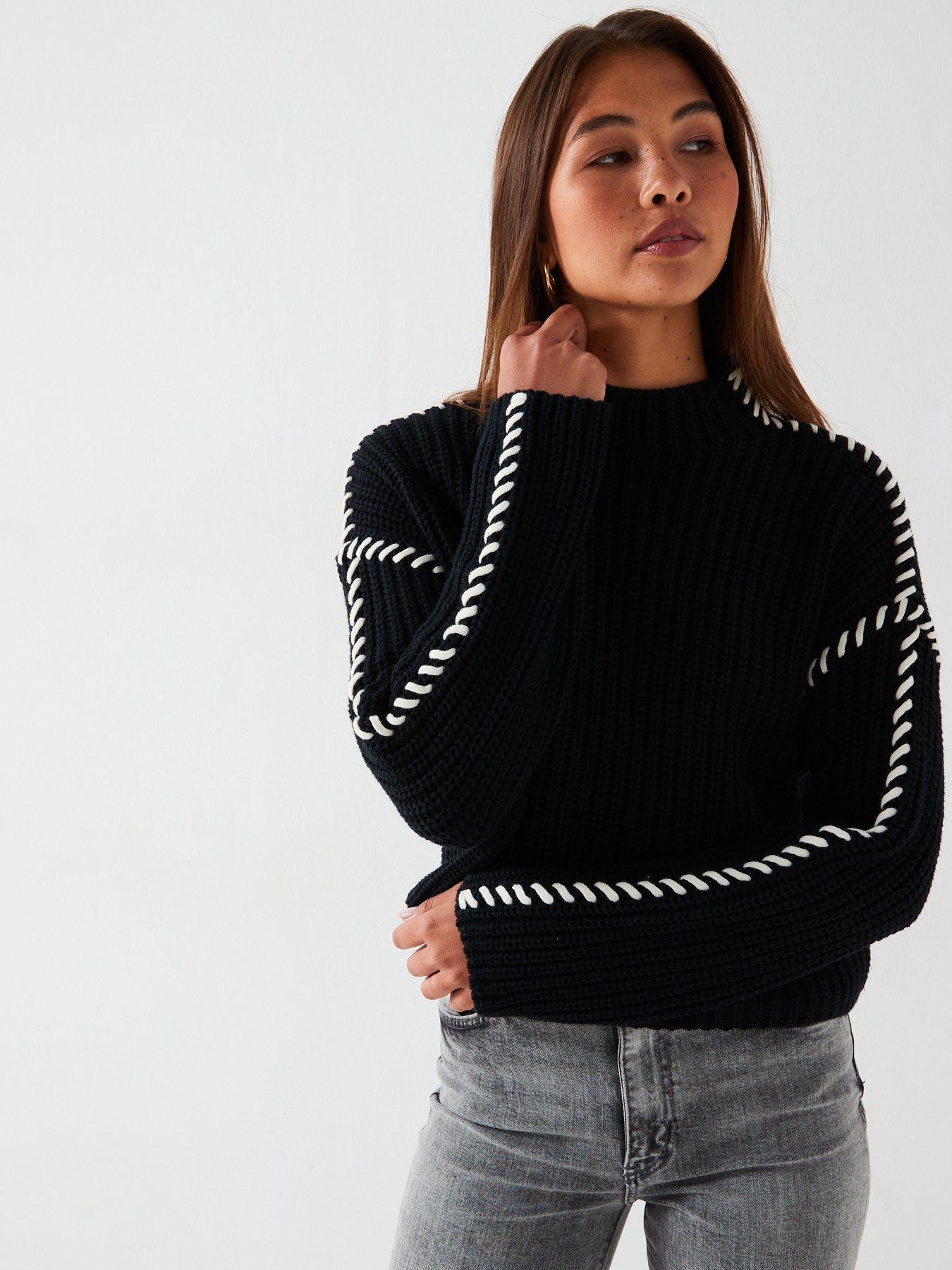 vero-moda-long-sleeve-funnelneck-stitch-detail-pullover-black