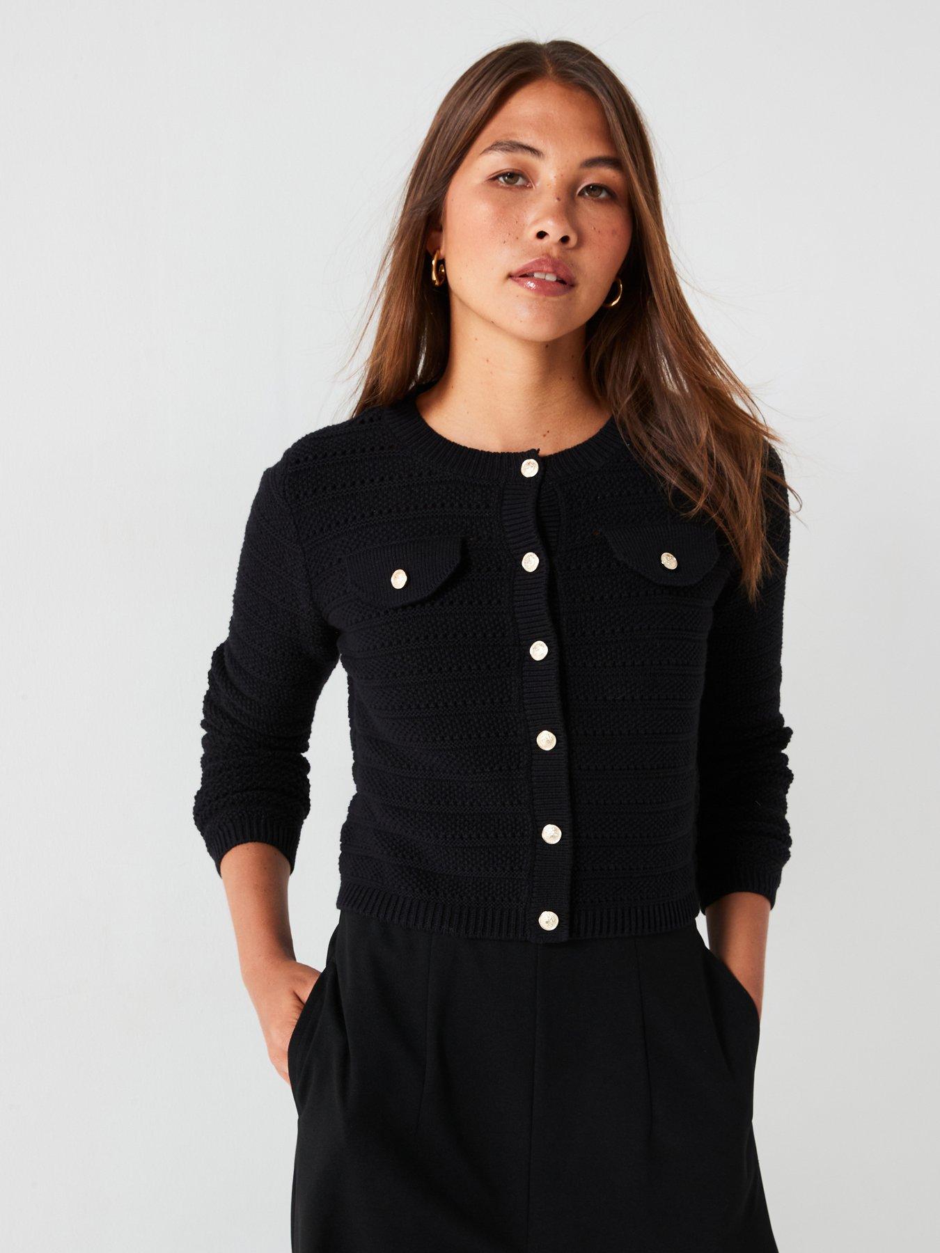 vero-moda-button-down-long-sleeve-cardigan-blackfront