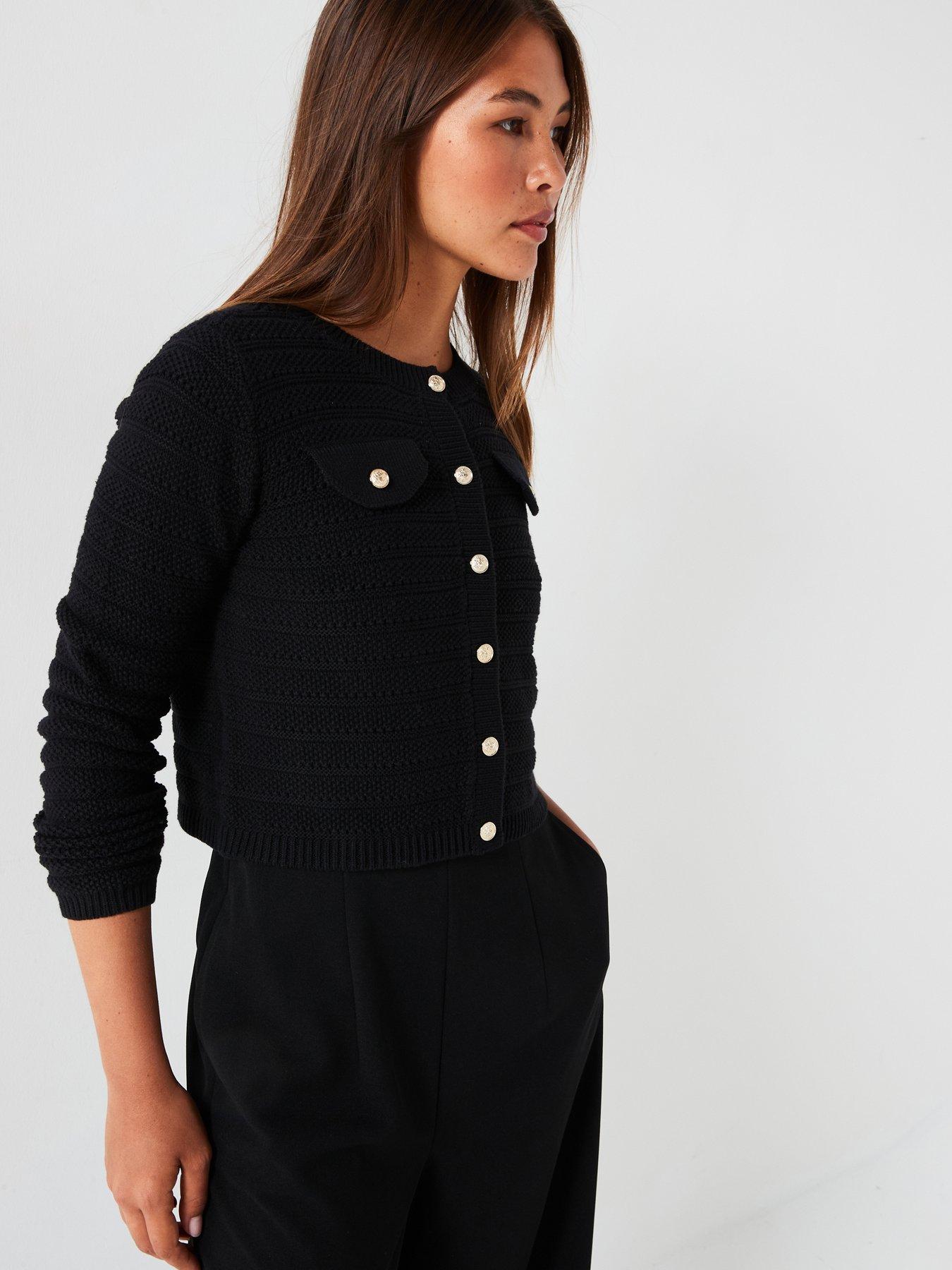 vero-moda-button-down-long-sleeve-cardigan-blackoutfit