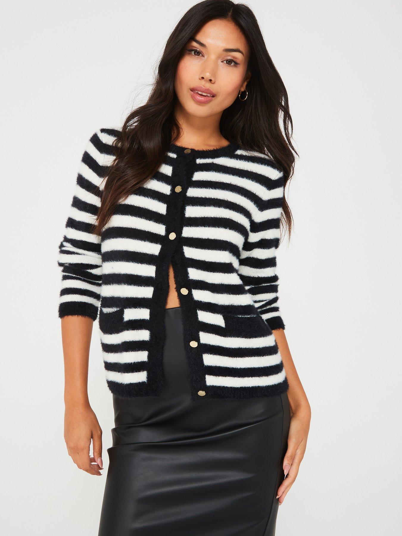 only-round-neck-stripe-cardigan-multi