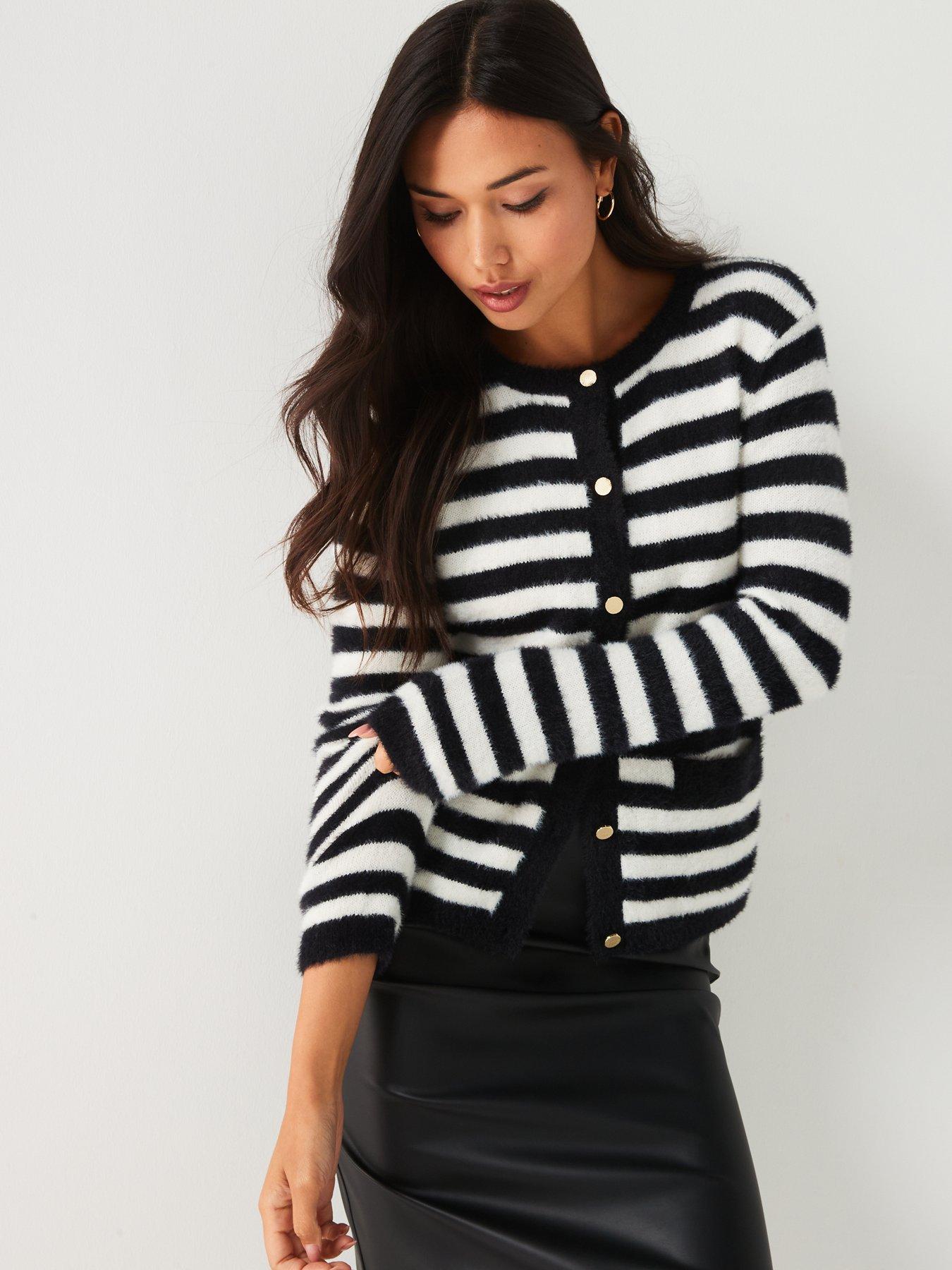 only-round-neck-stripe-cardigan-multidetail