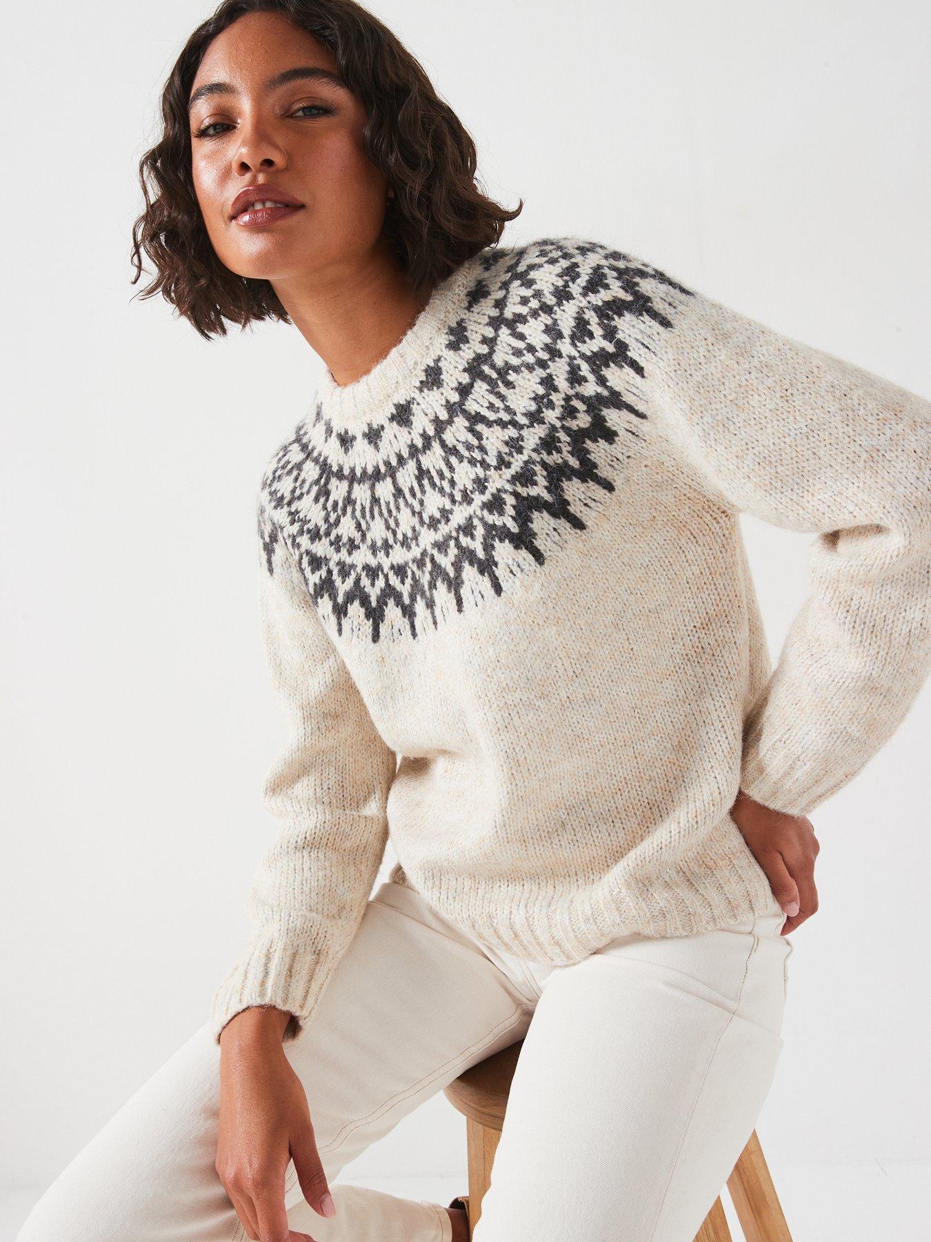 vila-jacquard-knitted-jumper-beige