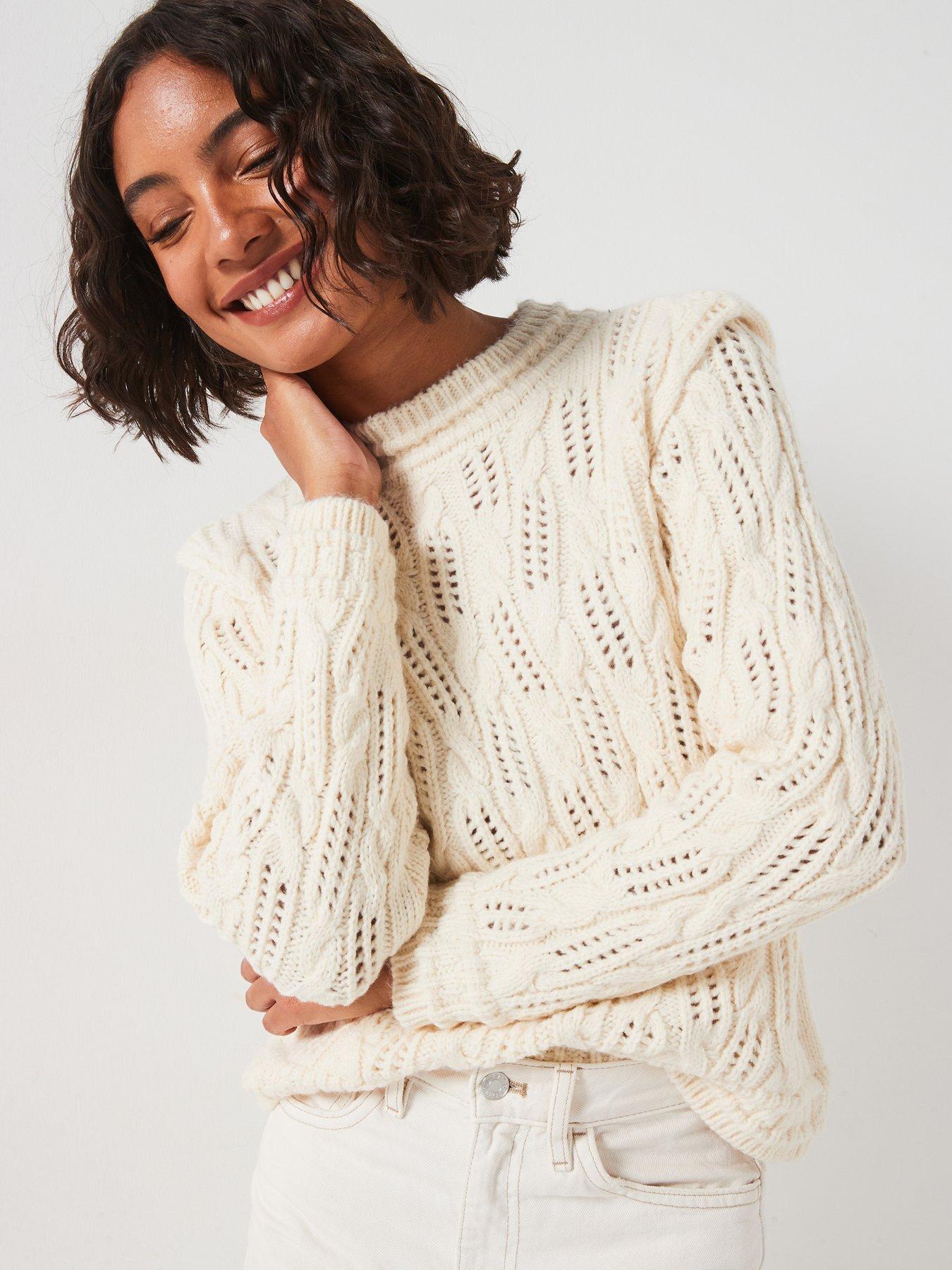 Image of Vila Shoulder Detail Knitted Jumper - Cream