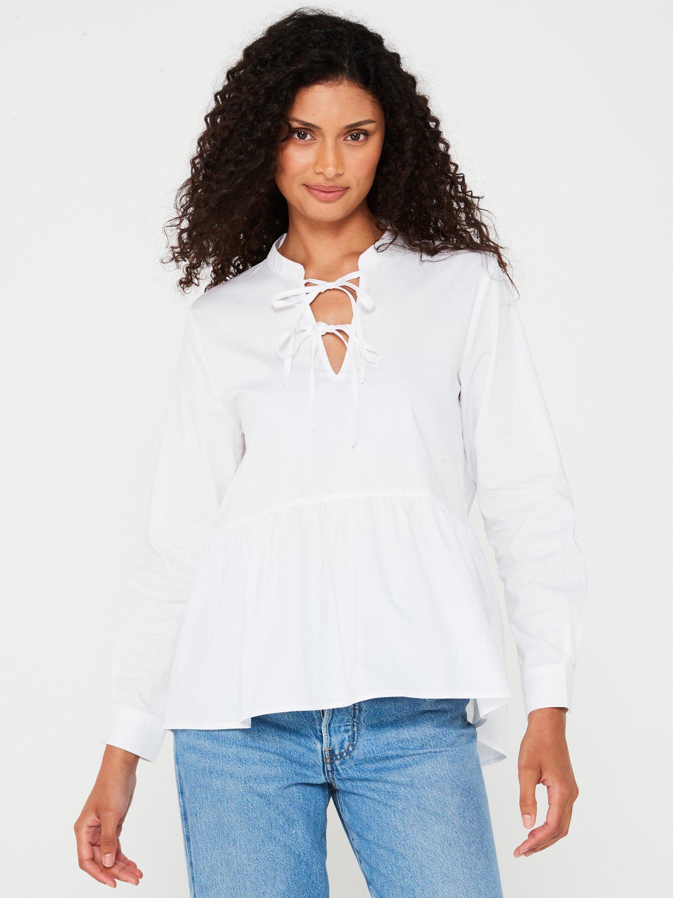 jdy-bow-detail-blouse-white