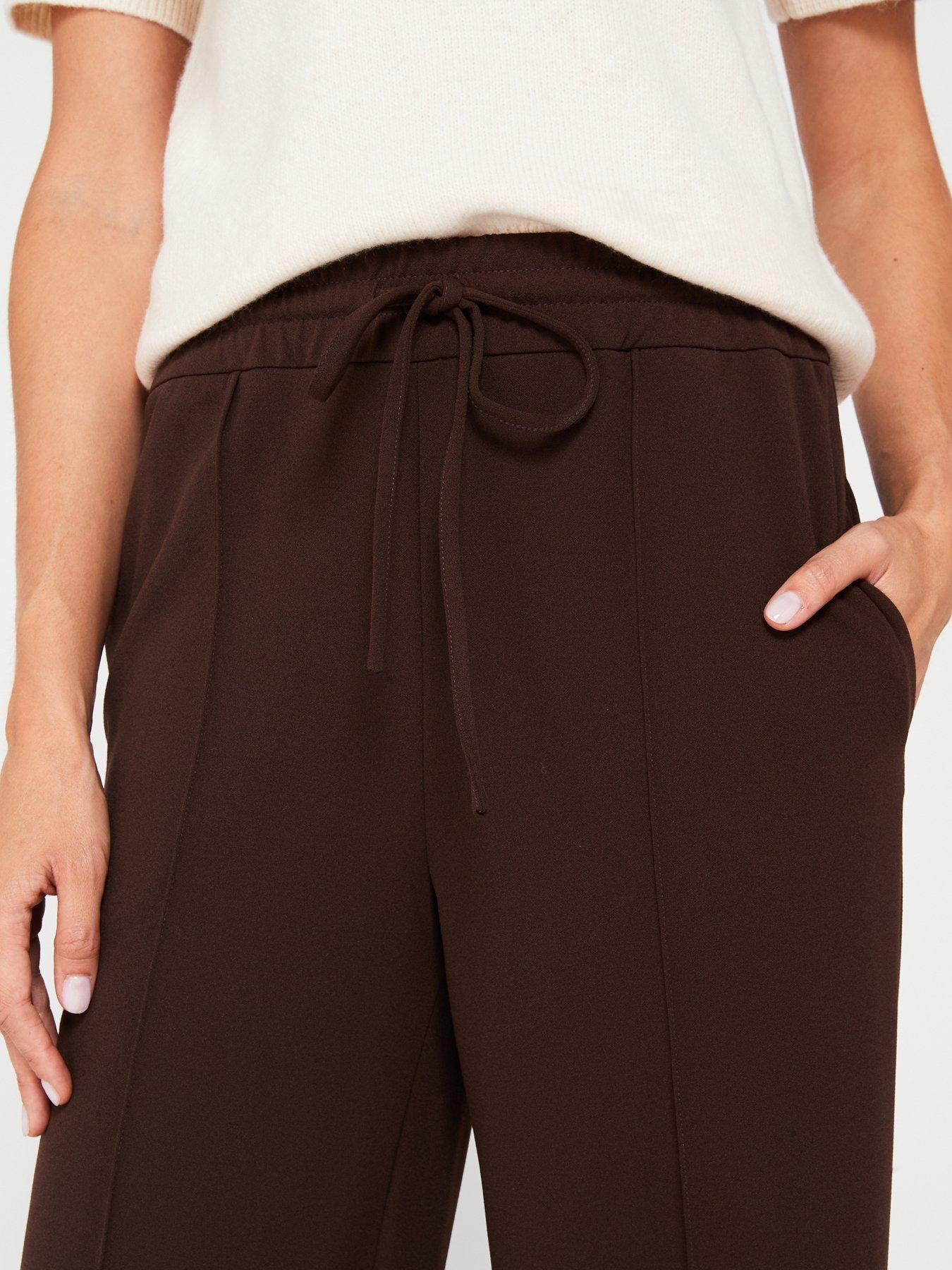 vila-high-waist-wide-leg-pant-brownoutfit