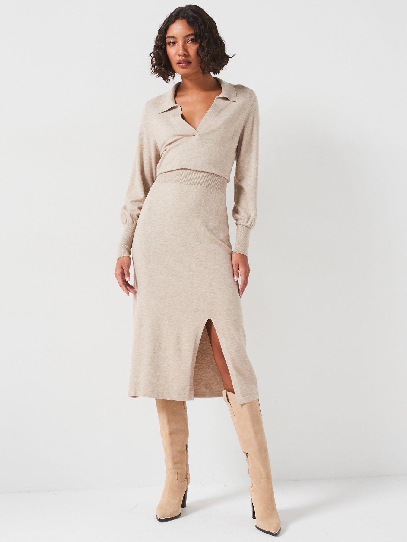 vila-collar-rib-knit-midi-dress-natural