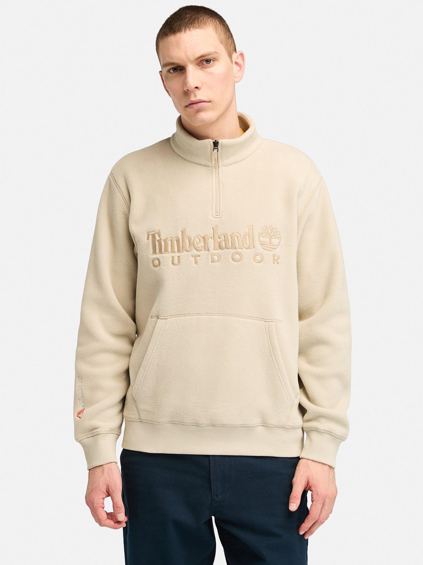 Timberland Linear Logo Polartec 1 4 Zip Sweat White Very Ireland