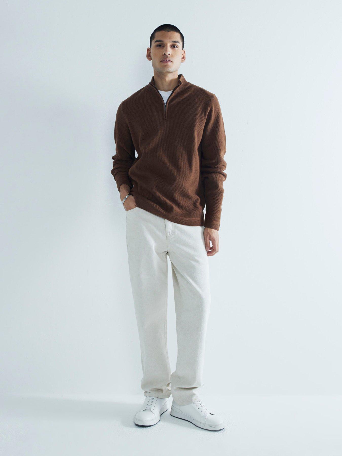 river-island-waffle-half-zip-knitted-jumper-dark-orangeback