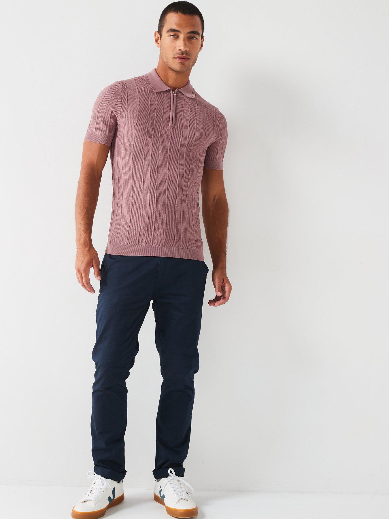 river-island-river-island-short-sleeve-knitted-herringbone-muscle-fit-polo-shirtback